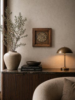 Handmade Stoneware Ceramic Wall Panel with Textured Discs