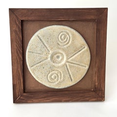 Handmade Stoneware Ceramic Wall Panel with Textured Discs