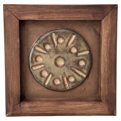 Handmade Stoneware Ceramic Wall Panel with Textured Discs