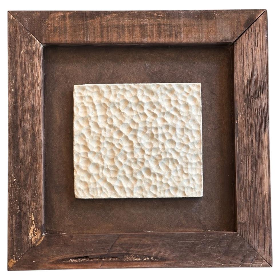 Handmade Stoneware Ceramic Wall Panel with Textured Discs For Sale