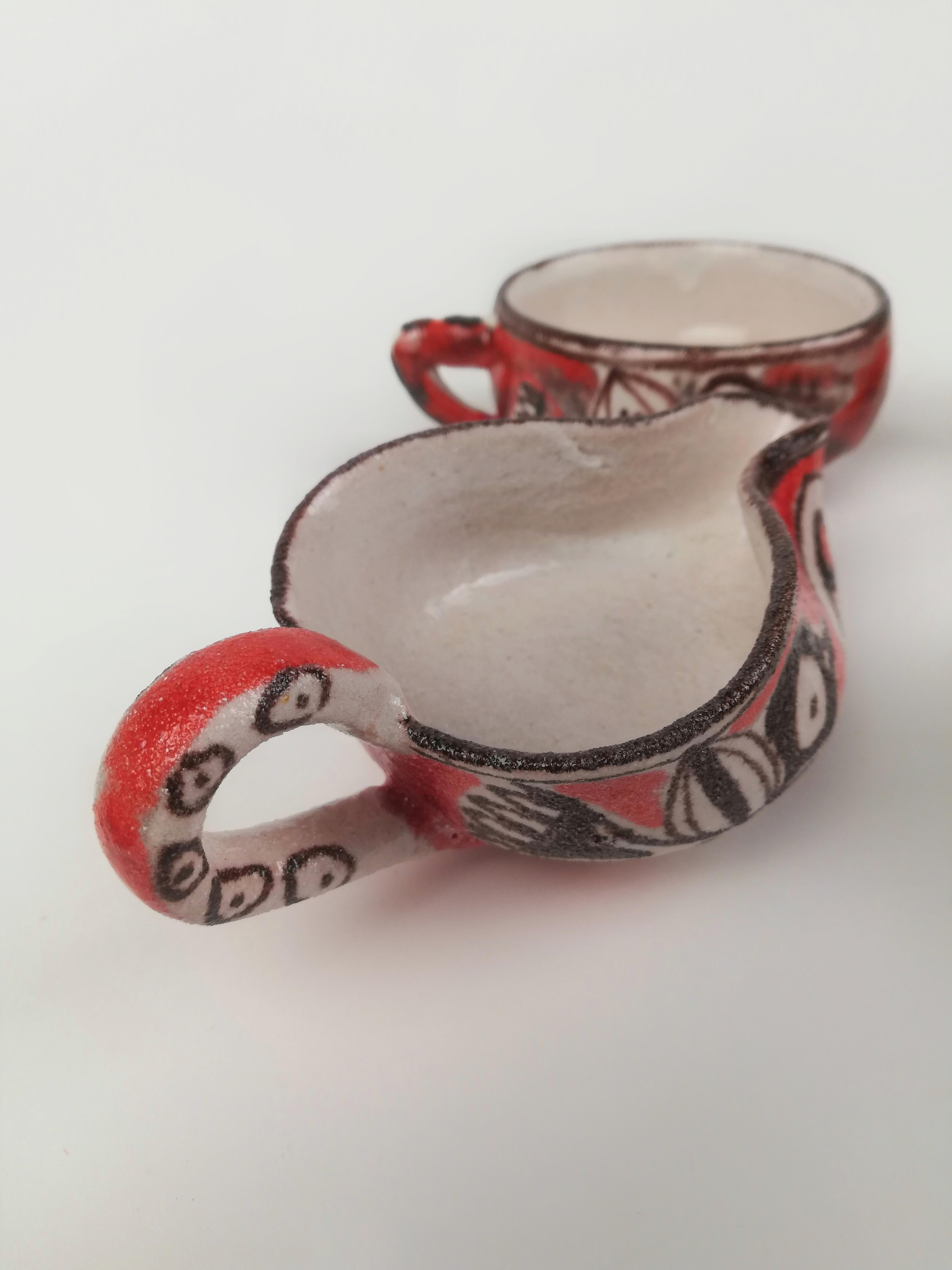 Handmade Stoneware Coffee Set in the style of Guido Gambone, Italy, 1950s For Sale 9