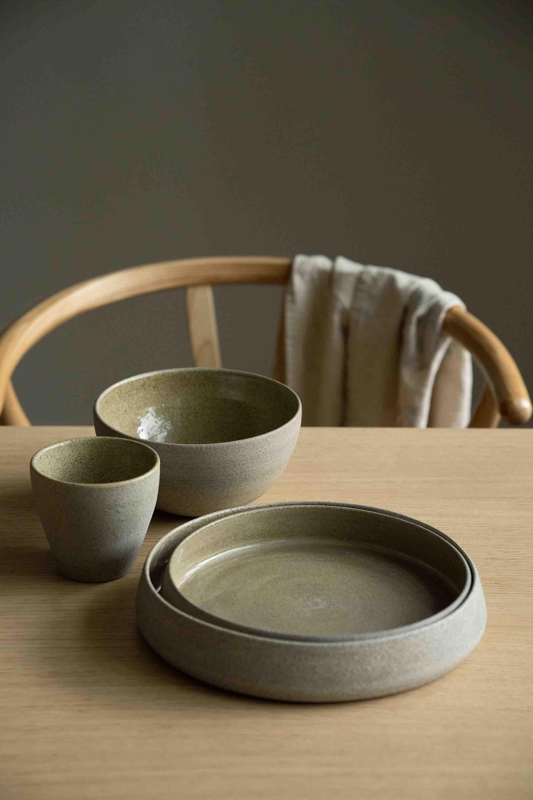 This stoneware dinner set is unlike any other dinnerware you had before. It doesn't look like ceramics, more like stone or concrete - this is why we decided to call this collection 