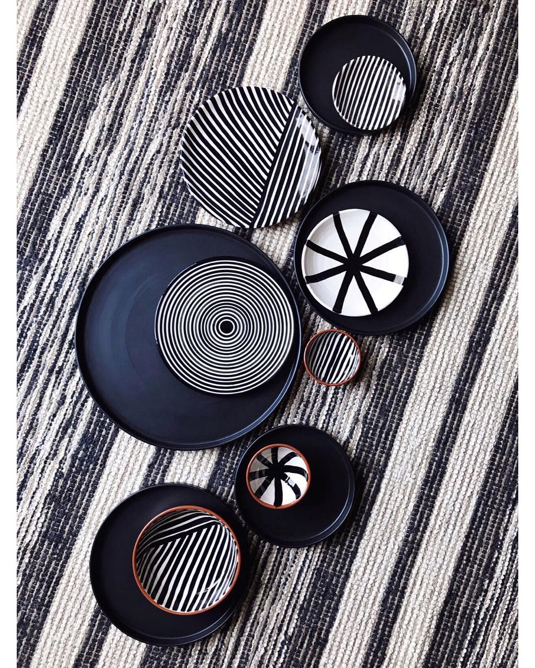 Organic Modern Handmade Stoneware Salad Plate in Matte Black, in Stock For Sale