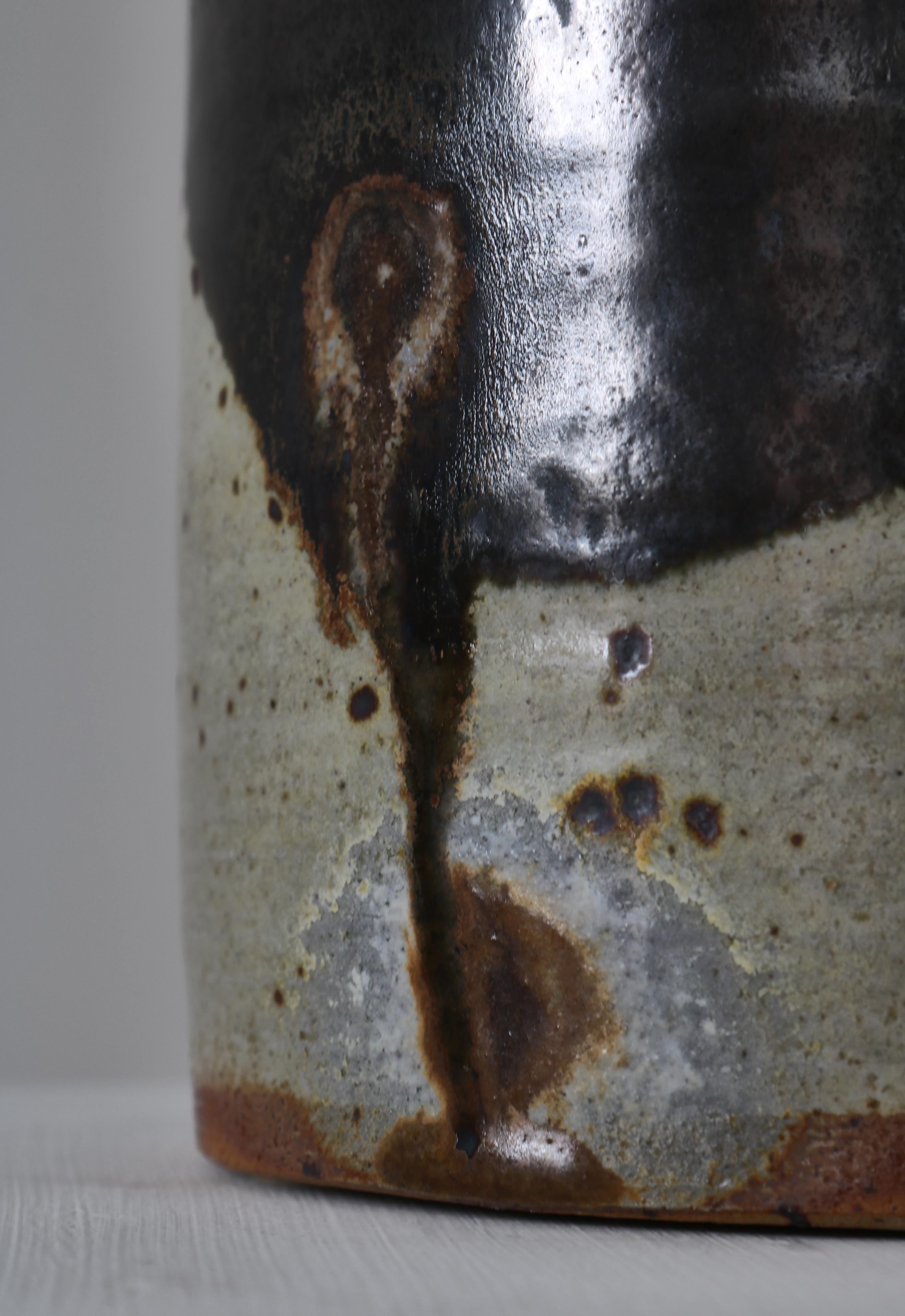 Danish Handmade Stoneware Table Lamp by Ulla Brix, Långhult, Sweden, 1970s
