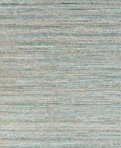 Handmade Striated Wool Rug in Sea Green and Neutral Tones