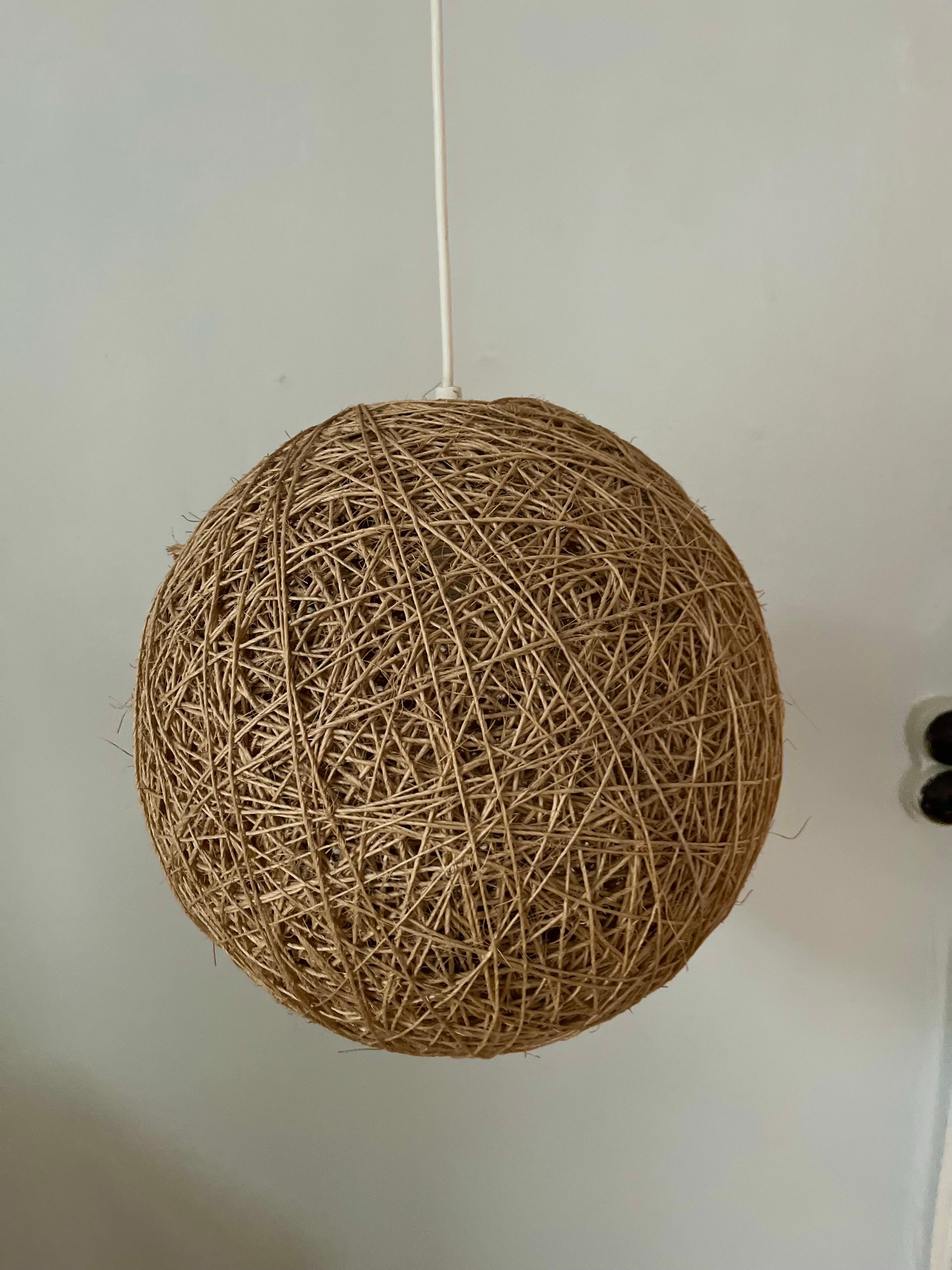 Mid-Century Modern Handmade string hemp pendant 1960s/1970s For Sale