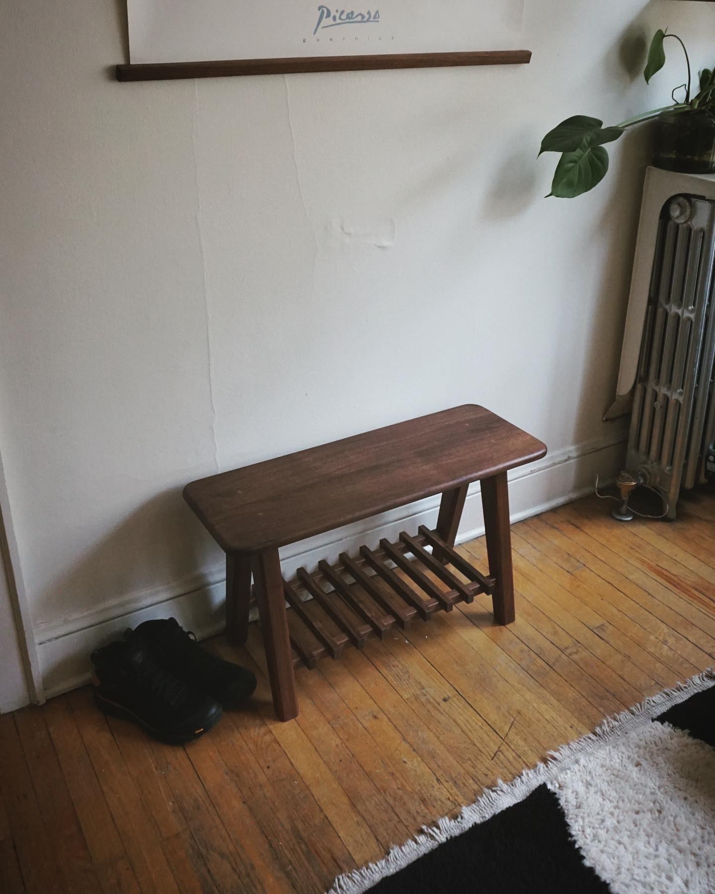 American Handmade Stroll Bench from Liminal Studio, Walnut, White Oak For Sale