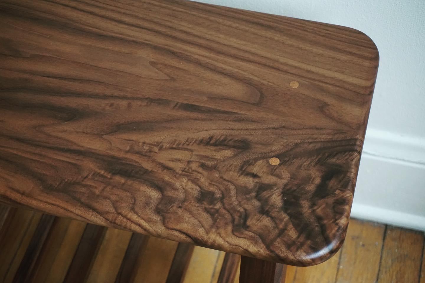 Oiled Handmade Stroll Bench from Liminal Studio, Walnut, White Oak For Sale