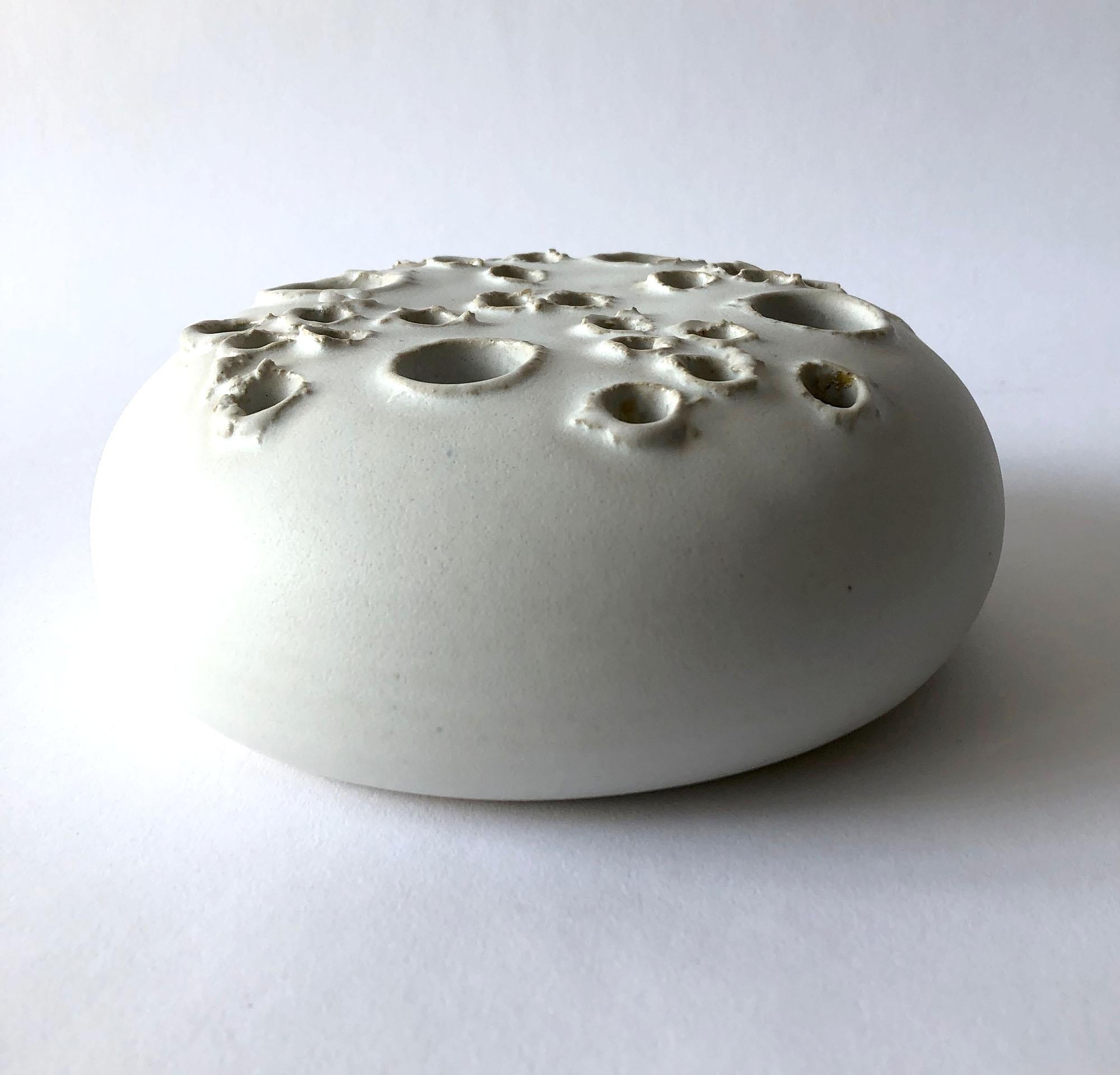 Mid-Century Modern Handmade Stoneware Studio Pottery Hole Vase