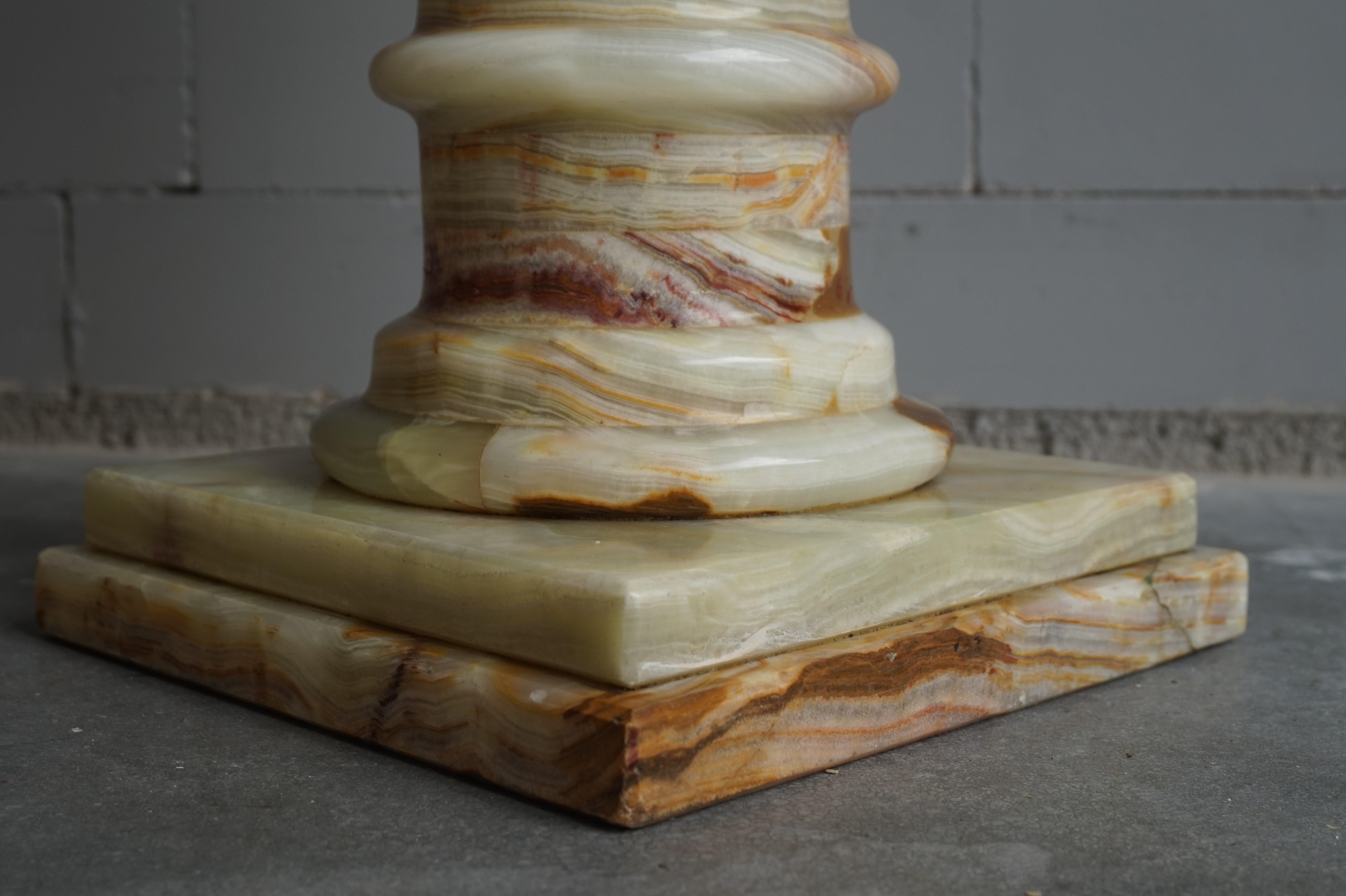 Handmade & Stunning Onyx Mineral Stone Tuscan Column Pedestal / Sculpture Stand 5