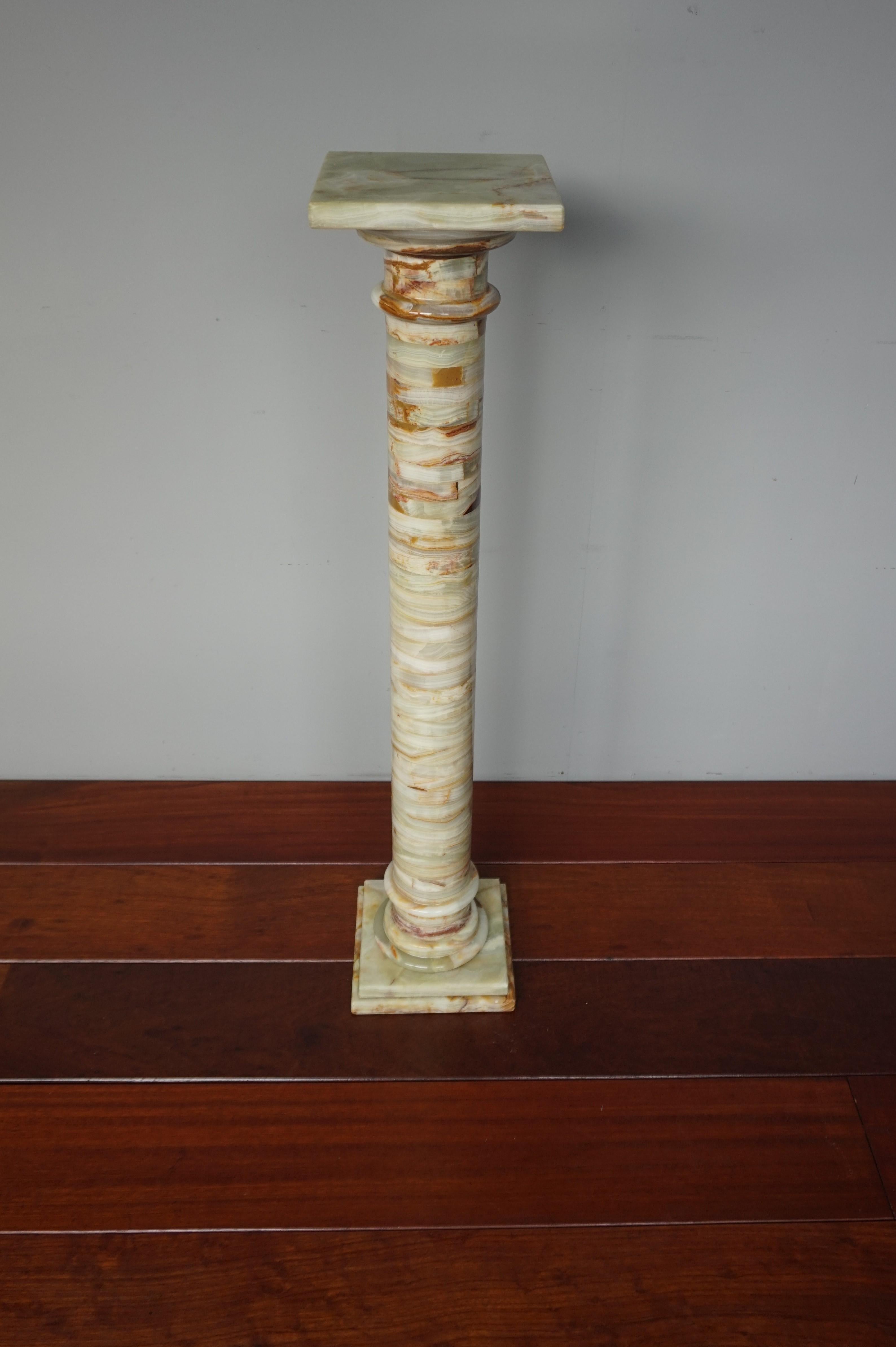 Handmade & Stunning Onyx Mineral Stone Tuscan Column Pedestal / Sculpture Stand 9