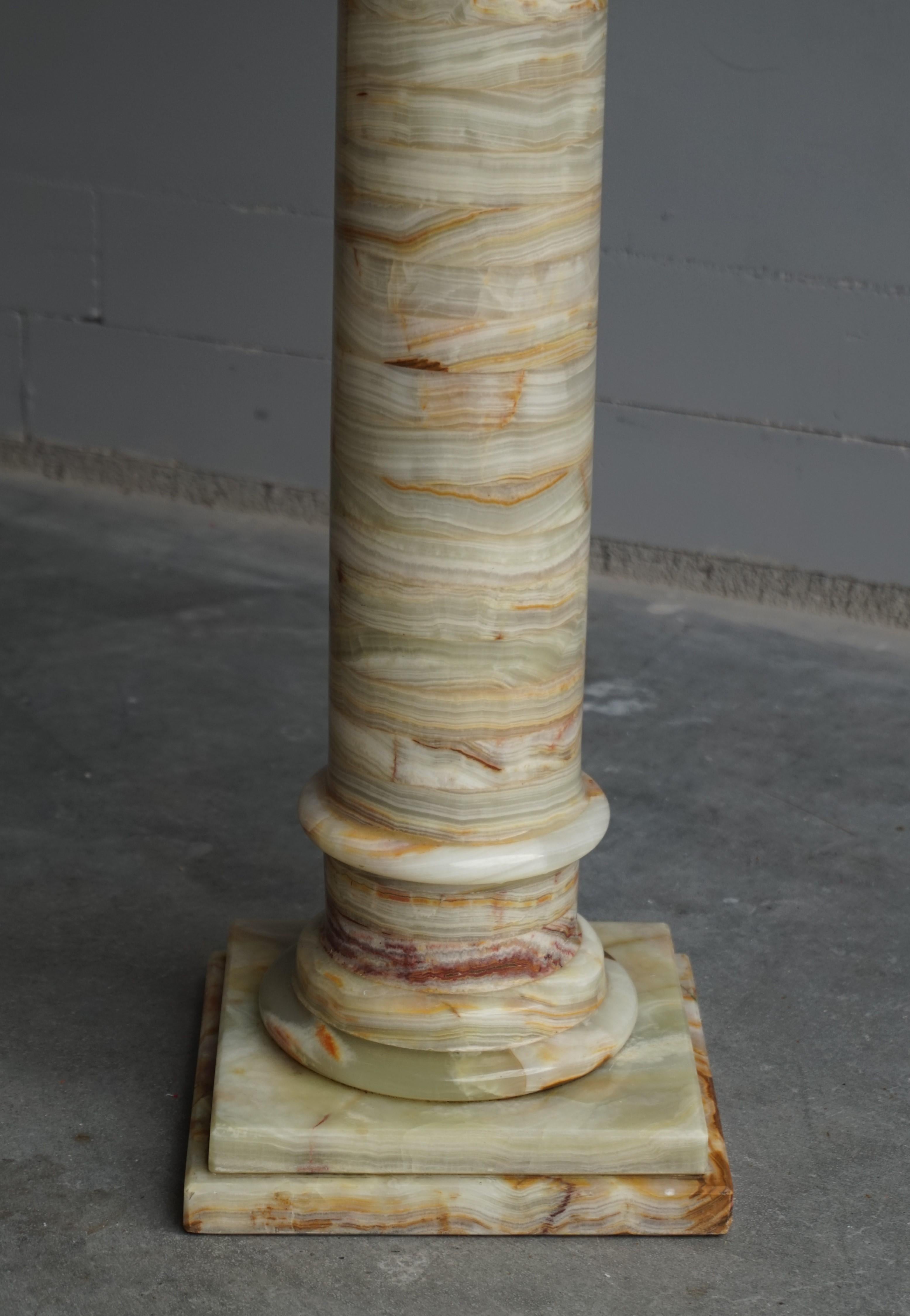 Hand-Crafted Handmade & Stunning Onyx Mineral Stone Tuscan Column Pedestal / Sculpture Stand