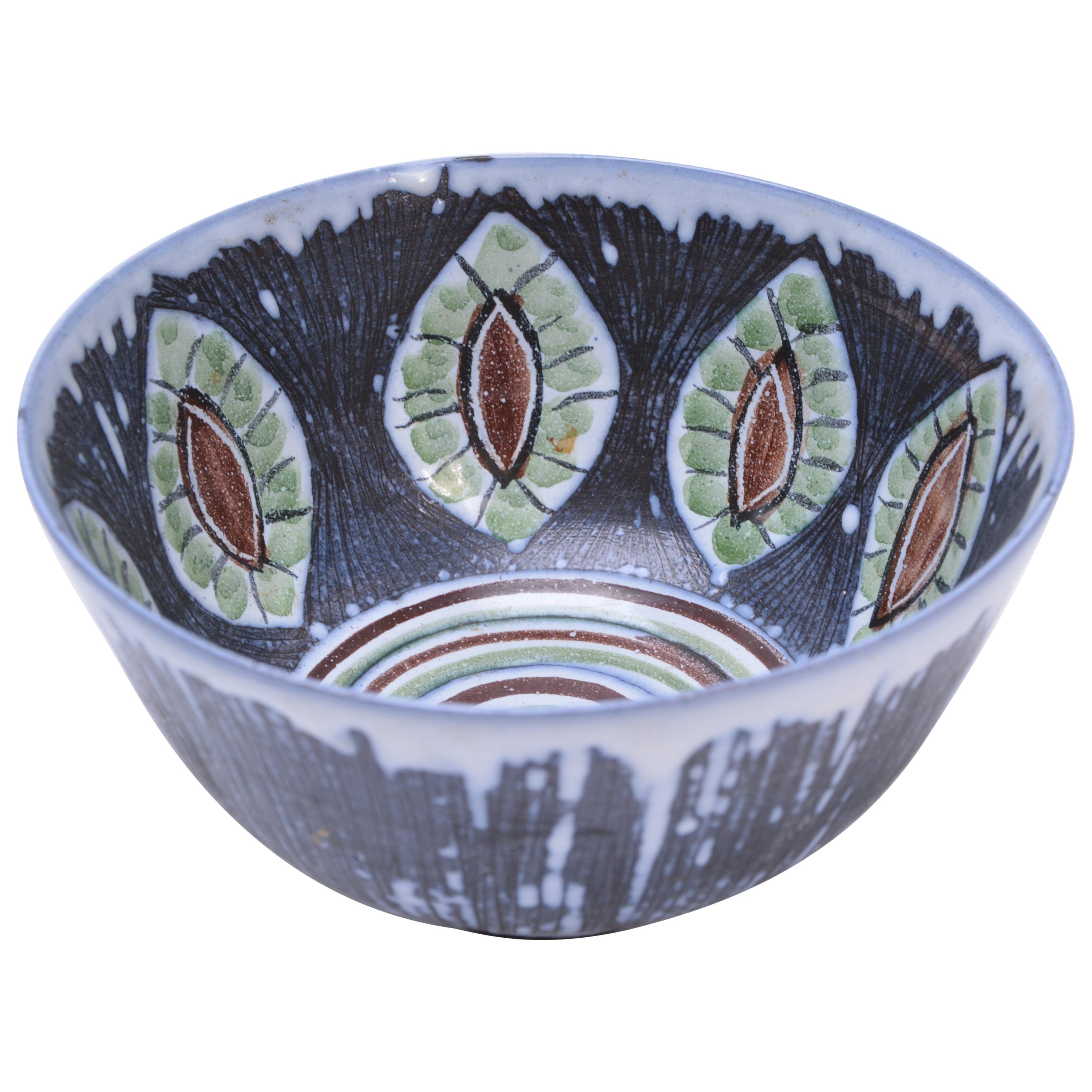 Handmade Swedish Mid-Century Modern Ceramic bowl by Alingsås Ceramic For Sale