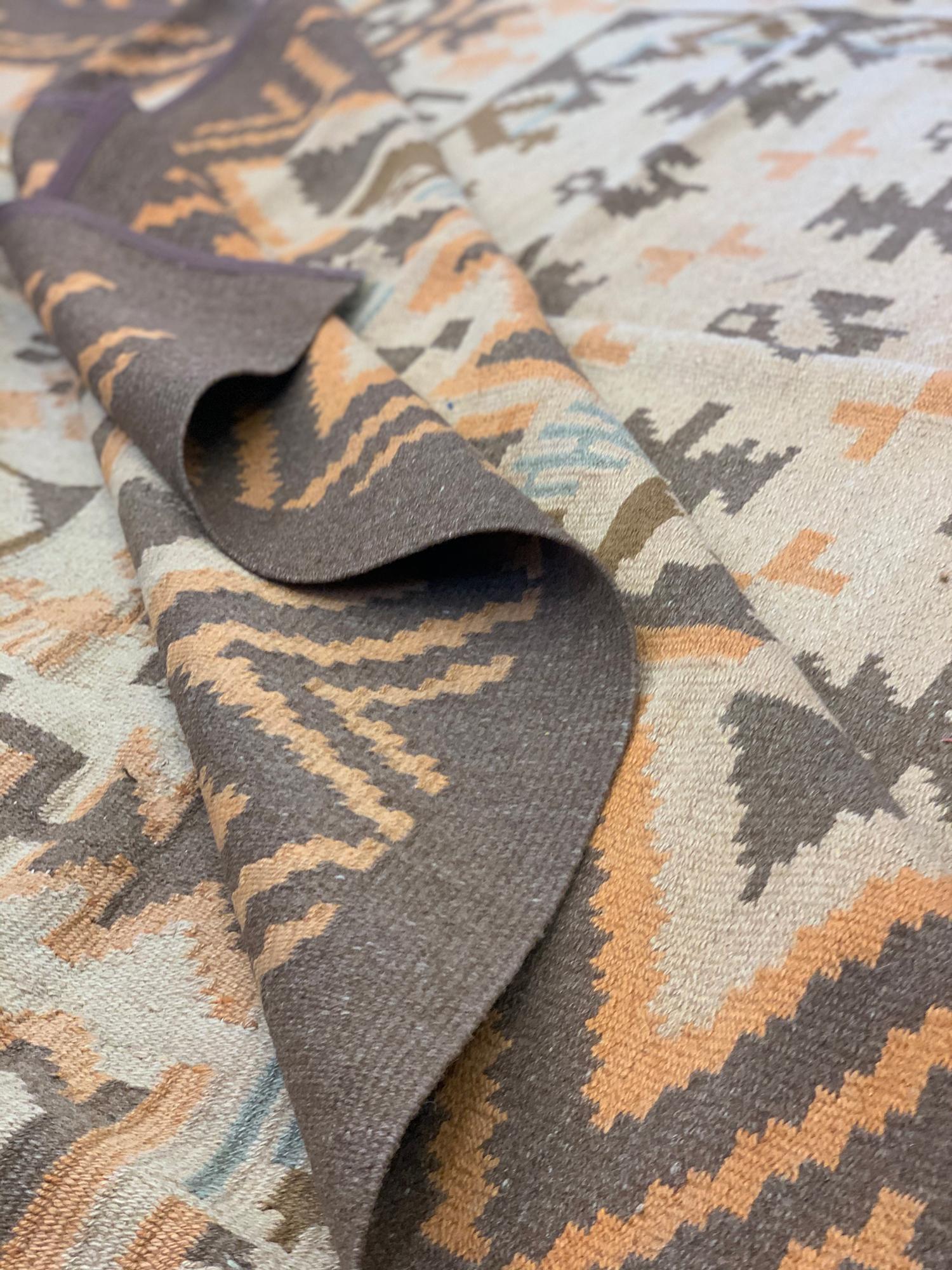 Handmade Swedish Kilim Rug, Traditional Geometric Wool Carpet 1