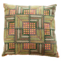 Handmade Swedish Midcentury Geometric Inspired Needlepoint Pillow.