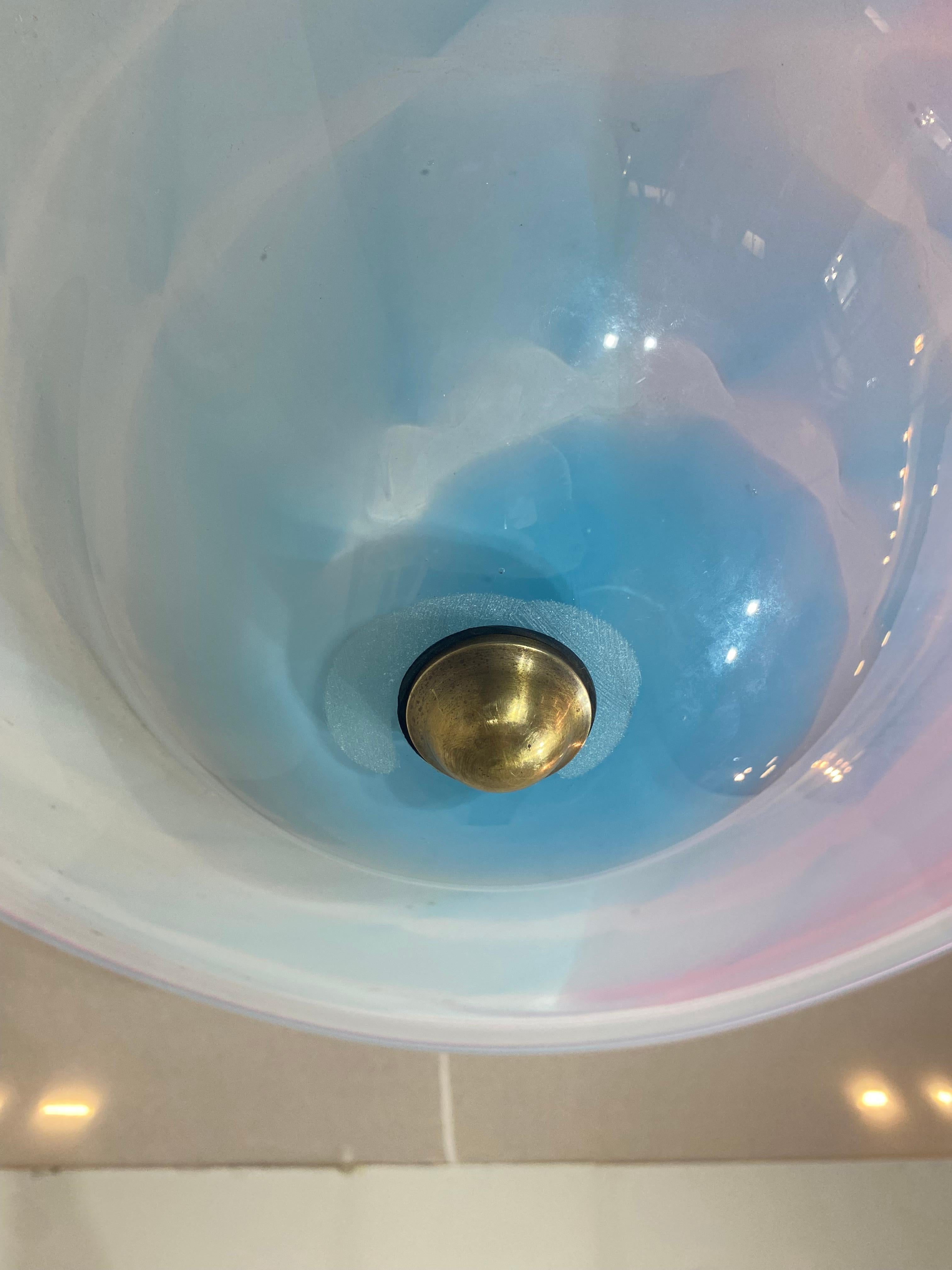 Handgemachte Swirl Murano Glas Decke Lampe Pastell Rosa Blau Italienisch Art Deco 1980s im Angebot 7