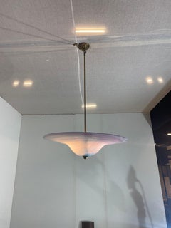 Handmade Swirl Murano Glass Ceiling Lamp Pastel Pink Blue Italian Art Deco 1980s