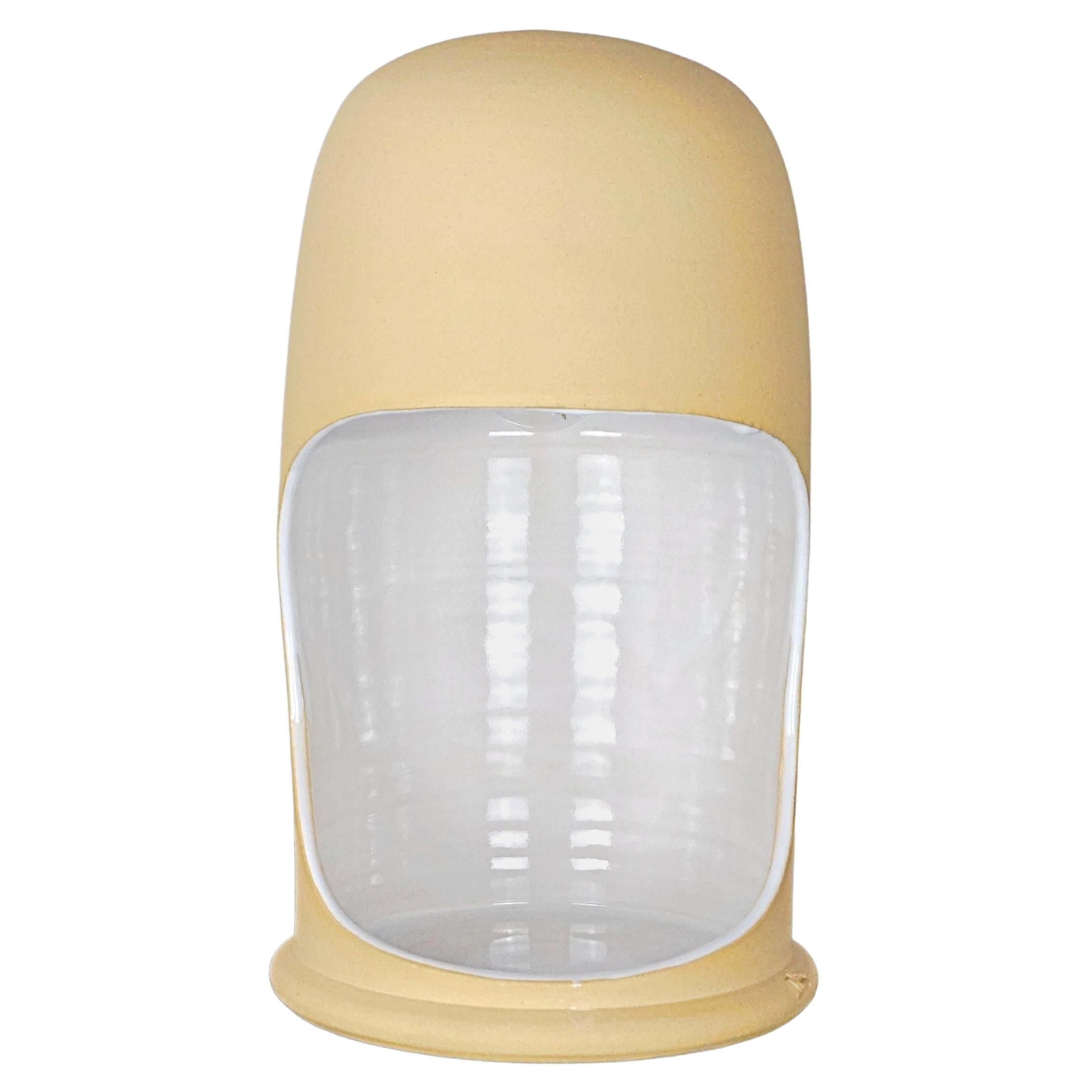 Mesa hecha a mano Lámpara Pac-Man, pico de bolsillo, Cerámica Blanco/Beige