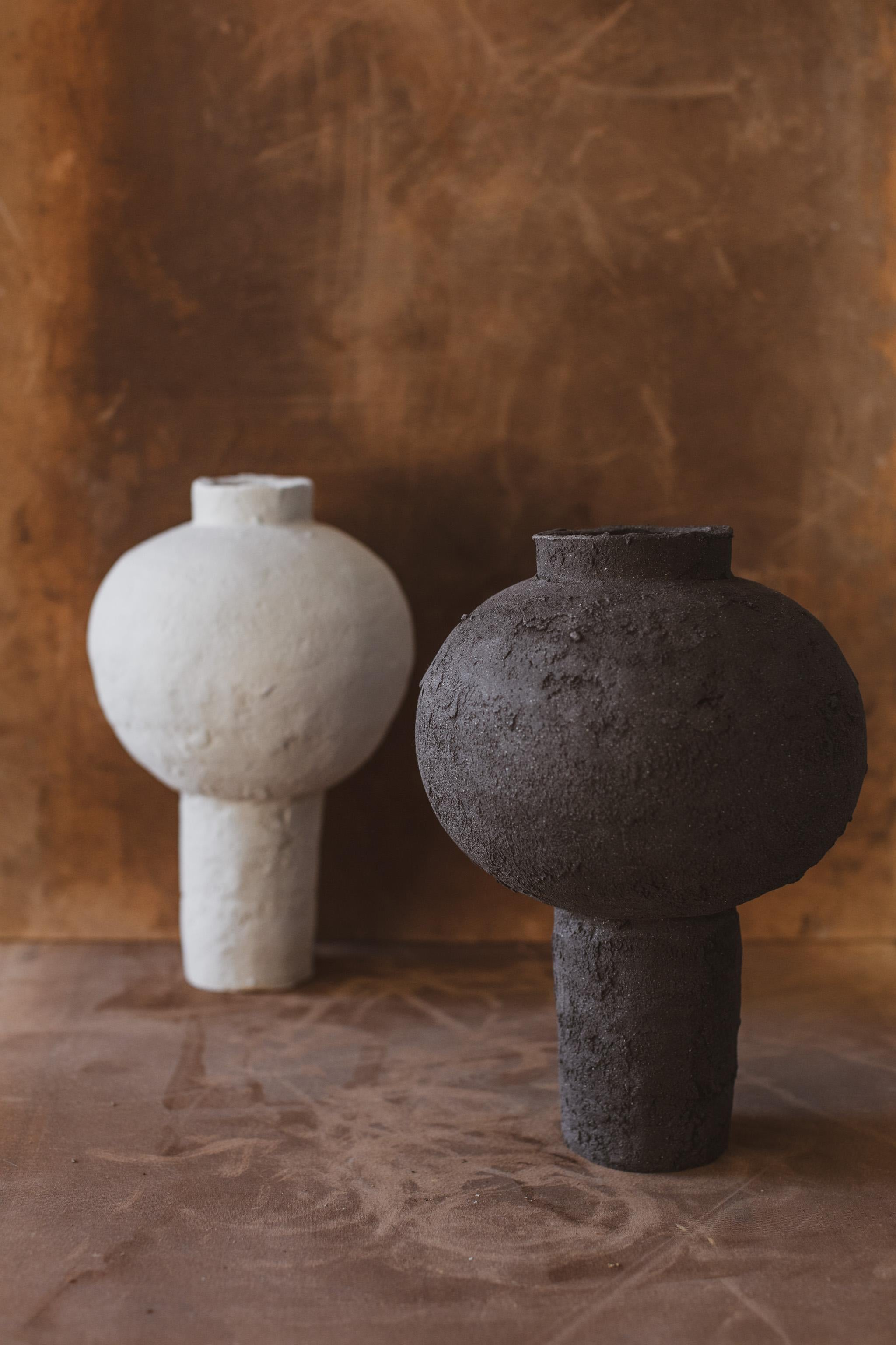 Contemporary Handmade Tall ceramic Moon Jar by Mugly, NYC For Sale