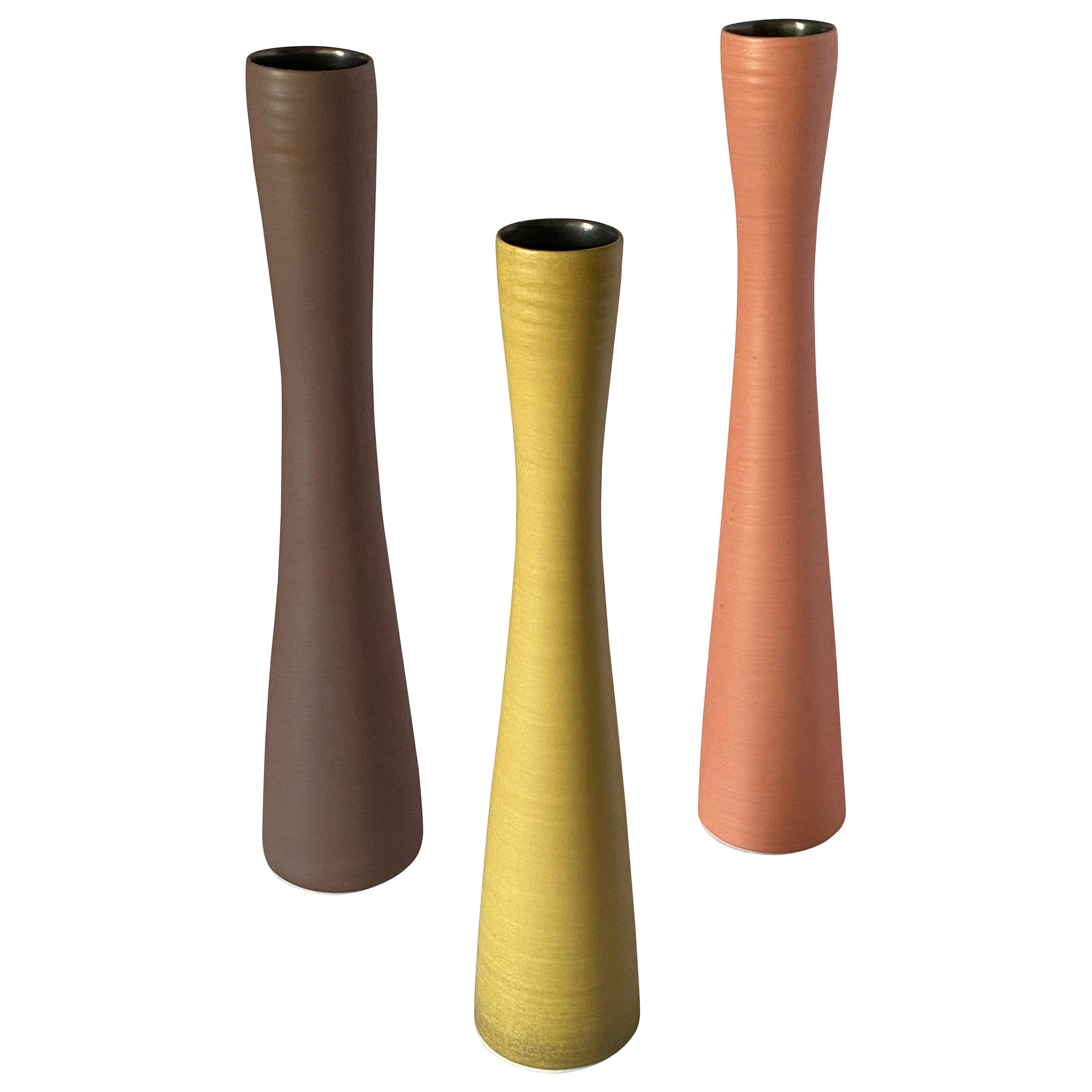 Handmade Tall Slender Fine Ceramic Vases, Contemporary, Italy