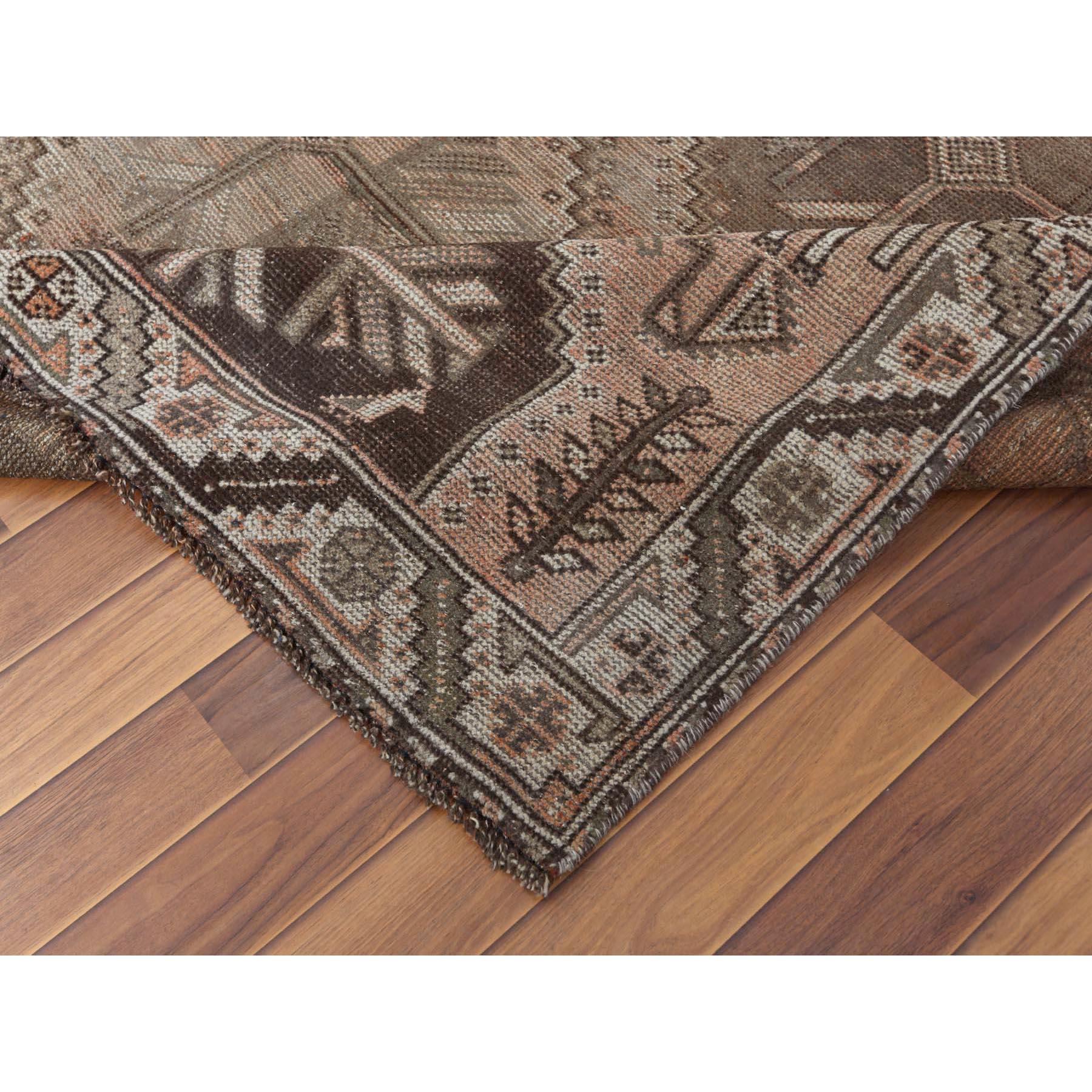 Mid-20th Century Handmade Tan Color Persian Shiraz Sheared Low Bohemian Vintage Wool Rug