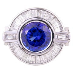 art deco tanzanite ring Handmade Tanzanite and Diamond Art Deco Style Dress Ring