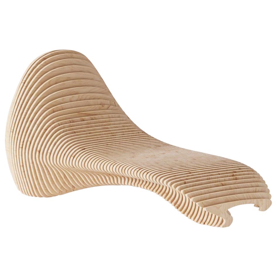 Sedia da sole in teak fatta a mano - Design parametrico scultoreo