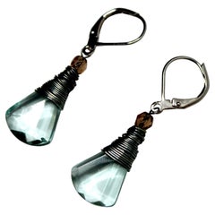 Handmade Teal Gemstone Sterling Silver Vintage Dangle Earrings