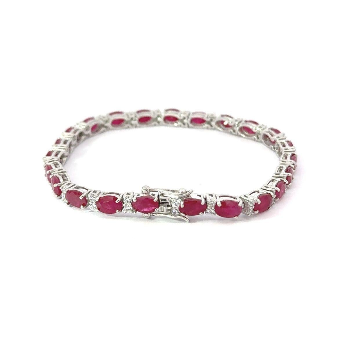 Elegant Natural Ruby Zirconia Tennis Bracelet Gift for Sister in 925 Silver In New Condition For Sale In New York, NY
