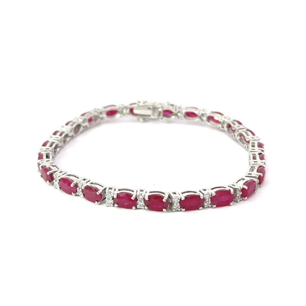 Elegant Natural Ruby Zirconia Tennis Bracelet Gift for Sister in 925 Silver For Sale 1