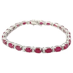 Elegante pulsera de tenis con circonitas de rubí natural para regalo de mamá en plata 925