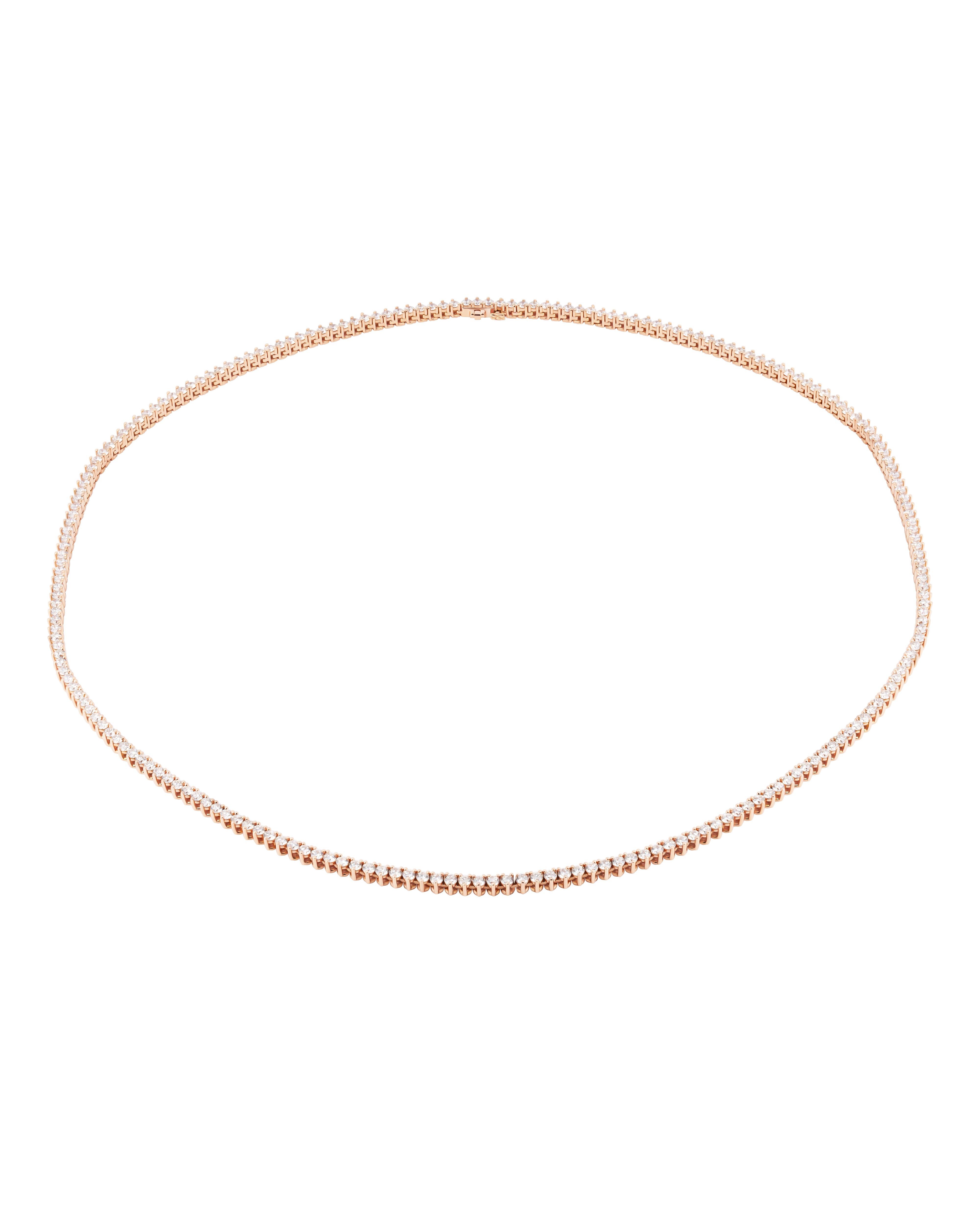 Moderne Collier de tennis fait à la main en or rose 14K 5.30ct en vente