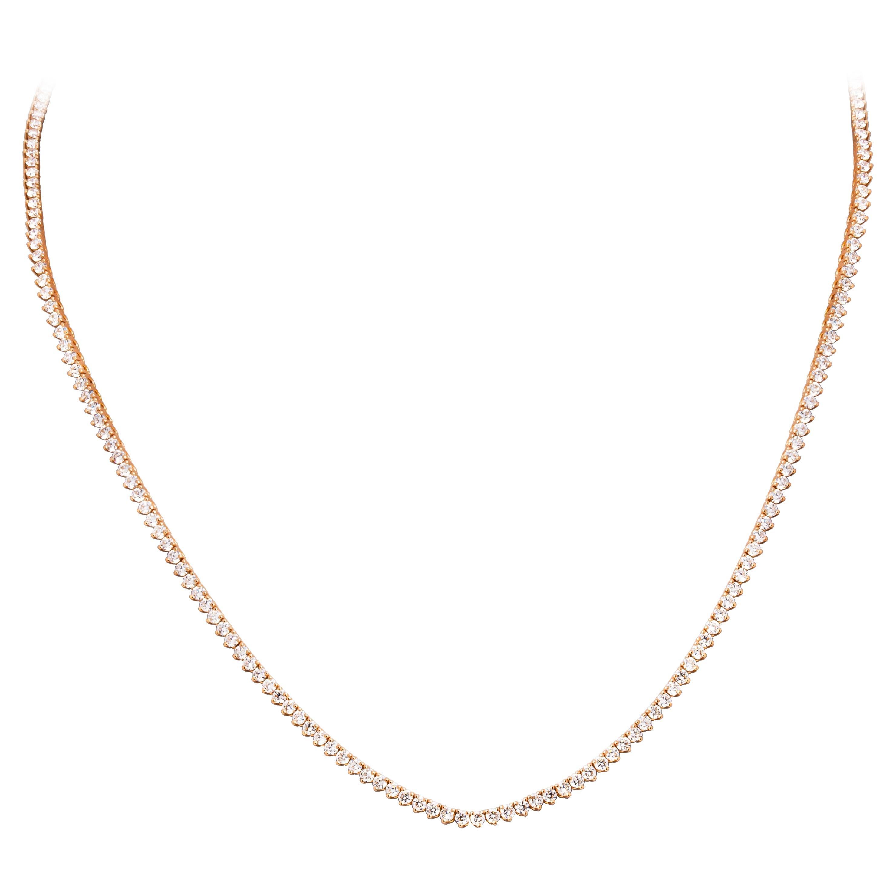 Collier de tennis fait à la main en or rose 14K 5.30ct en vente