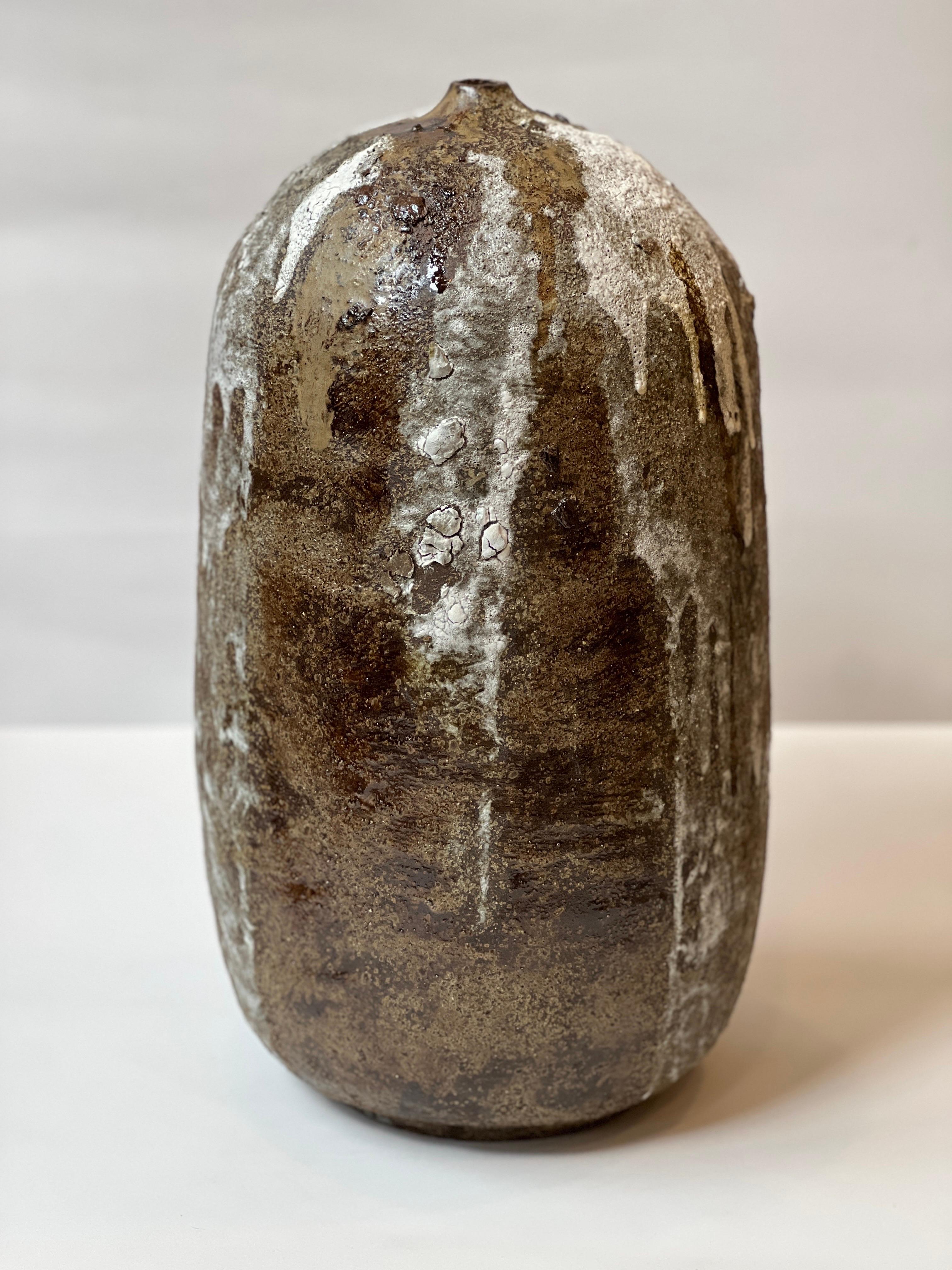 Grand vase en terre cuite émaillée fait main en vente 1