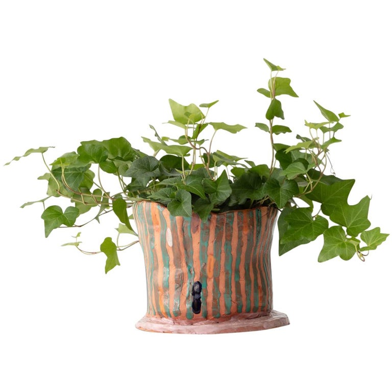 Handmade Terracotta Double Line Pot Unique Edition For Sale
