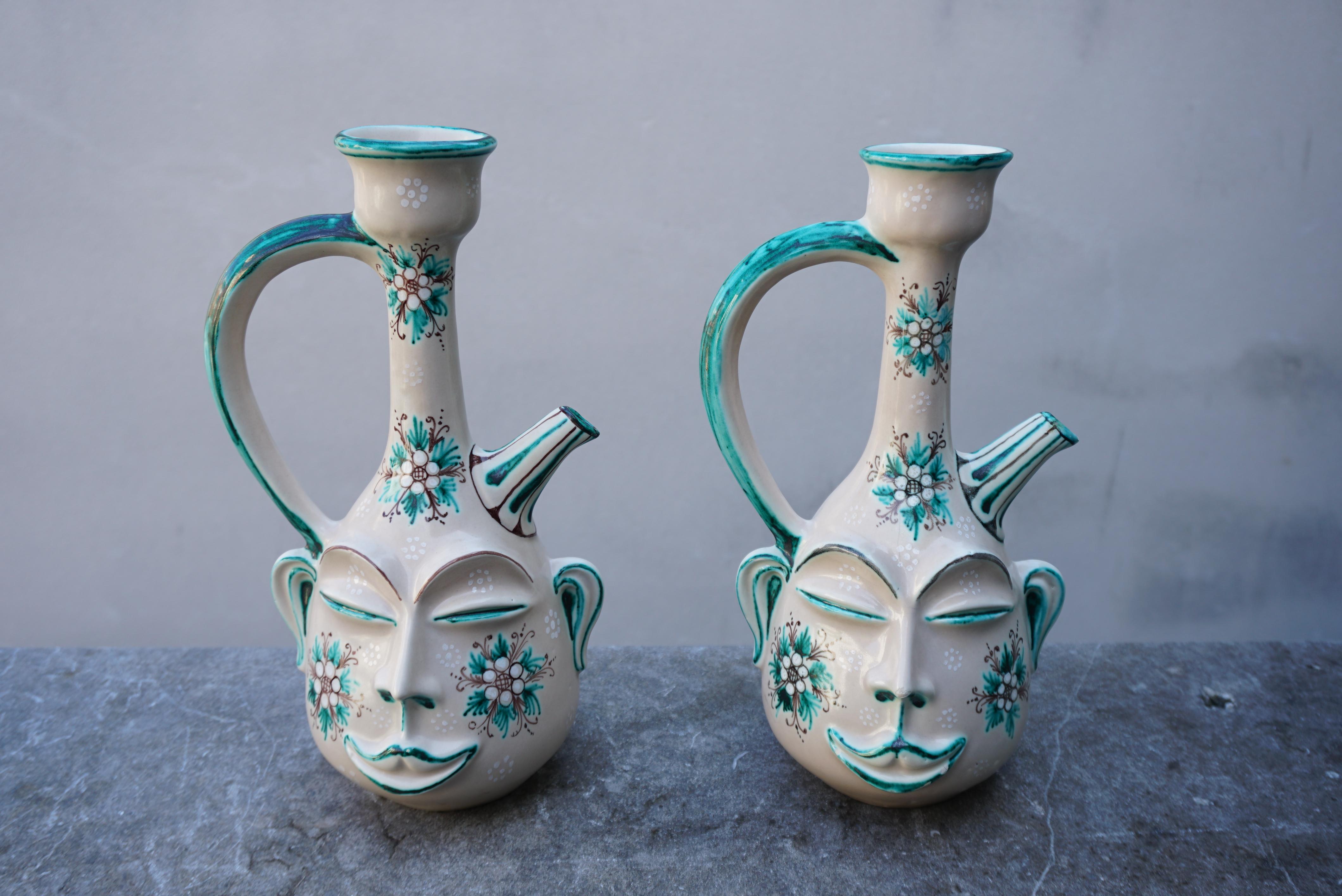 Mid-Century Modern Handmade Terracotta Pitcher Vase by Maga S. Stefano, Sicily 1970 For Sale