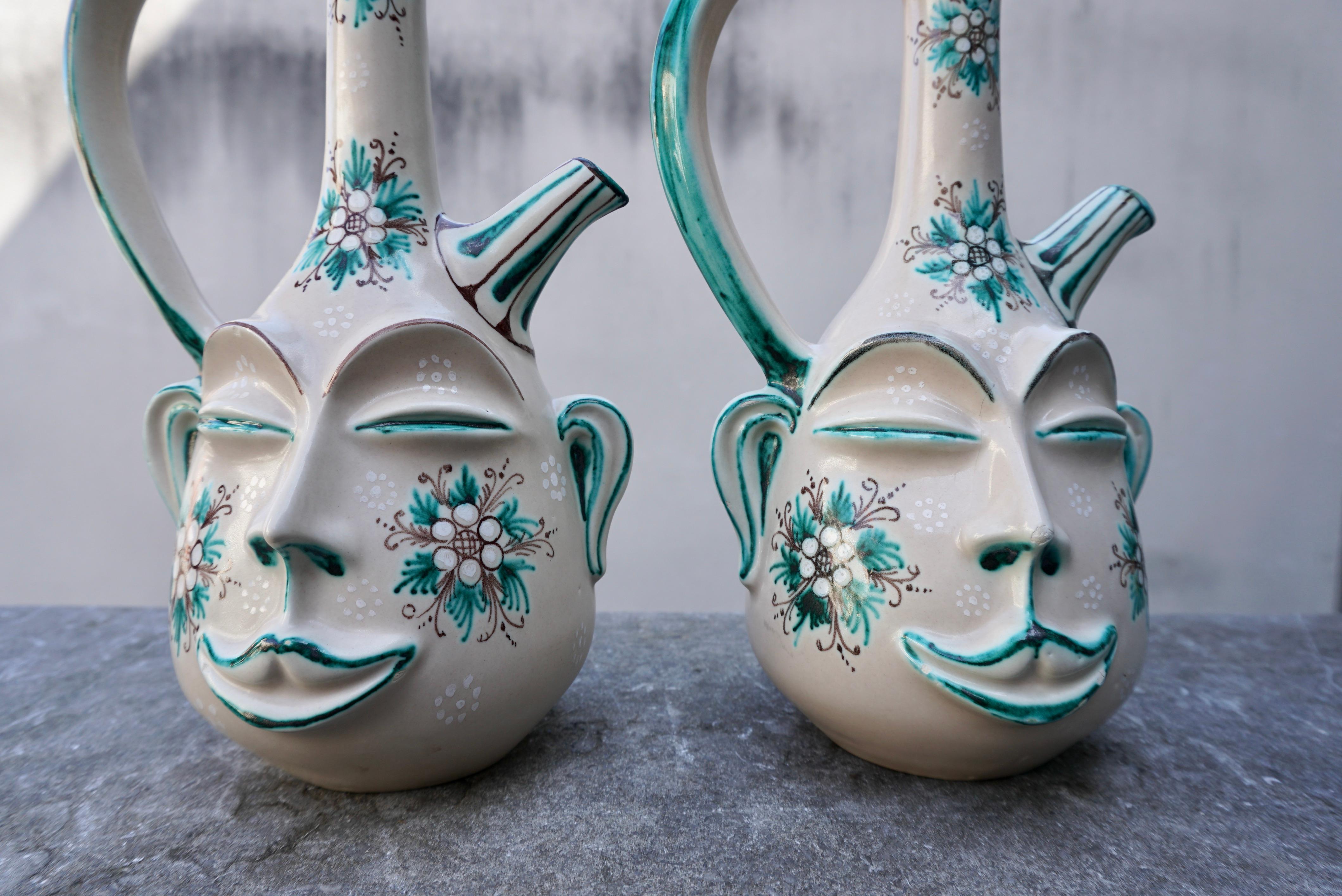 Ceramic Handmade Terracotta Pitcher Vase by Maga S. Stefano, Sicily 1970 For Sale