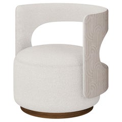 Handmade Tess Armchair in Plush Upholstery with Wooden Base by Nolita Harbour