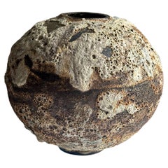 Handmade Textured Round Wabi-Sabi Moon Jar Vase