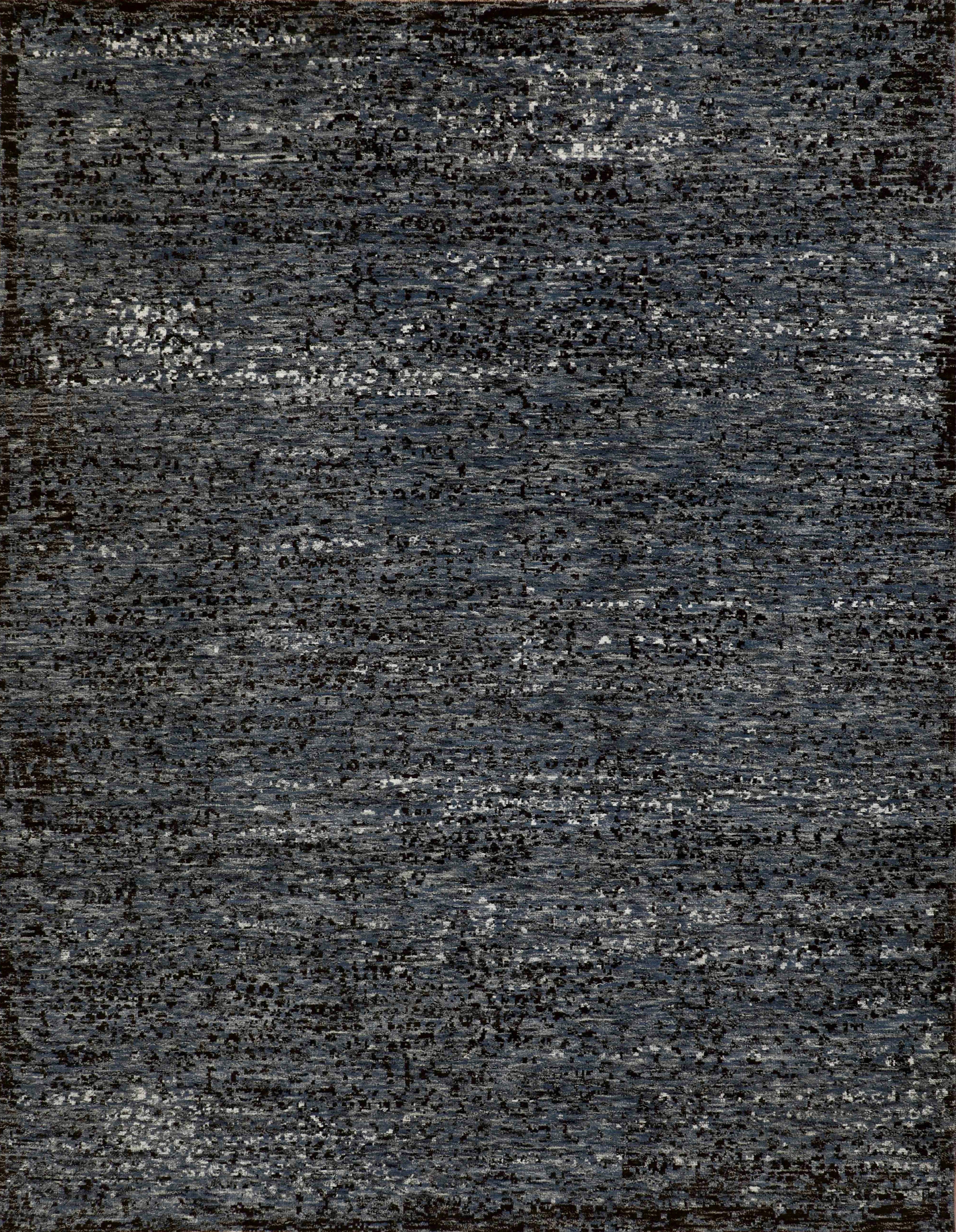 Handmade Textured Wool Rug in Charcoal & Slate Grey Distressed Abstract Pattern