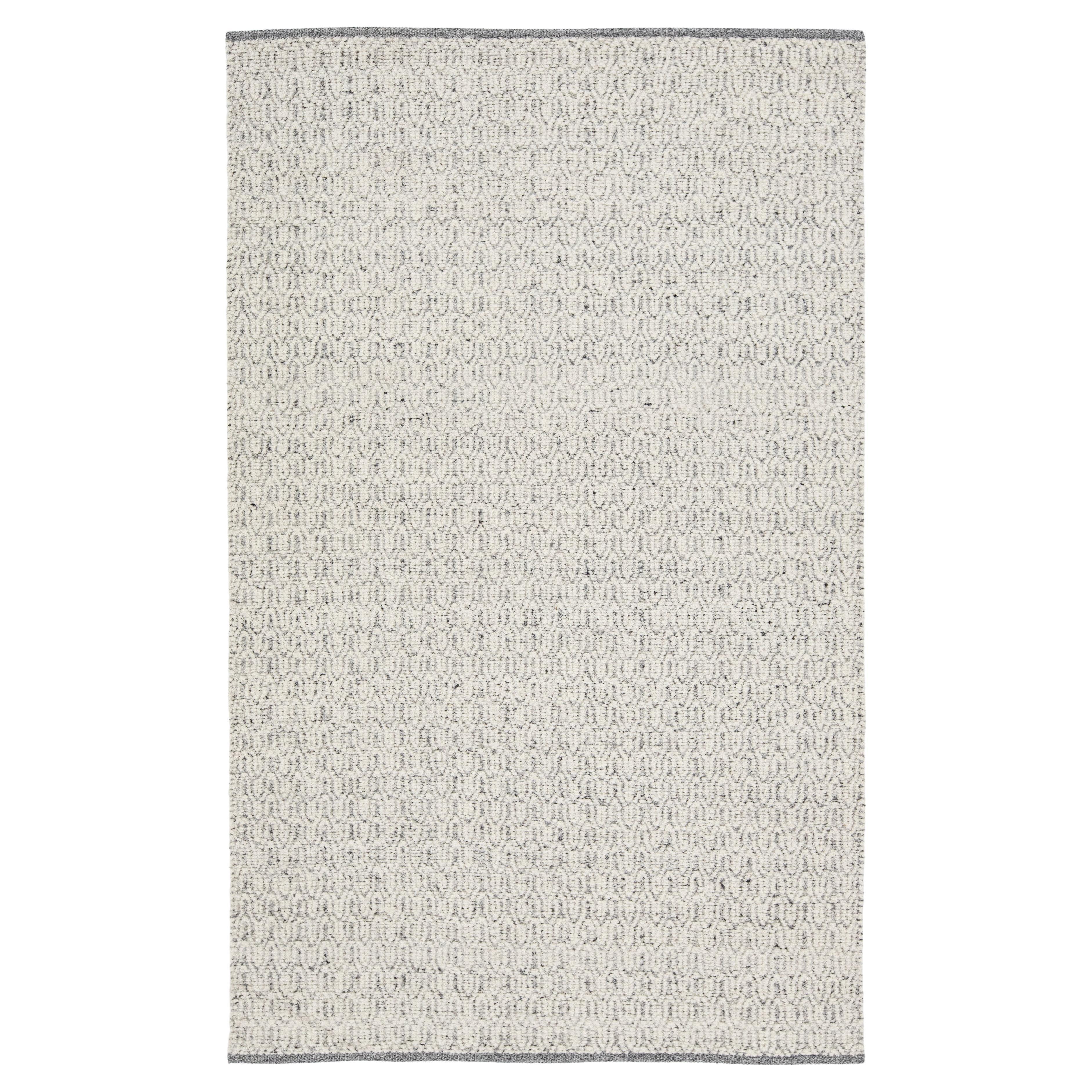 Handmade Textured Wool Rug In Gray and Ivory Colors by Apadana
