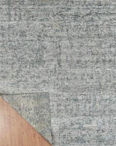 Handmade Textured Wool Rug in Soft Grey and Blue Tones