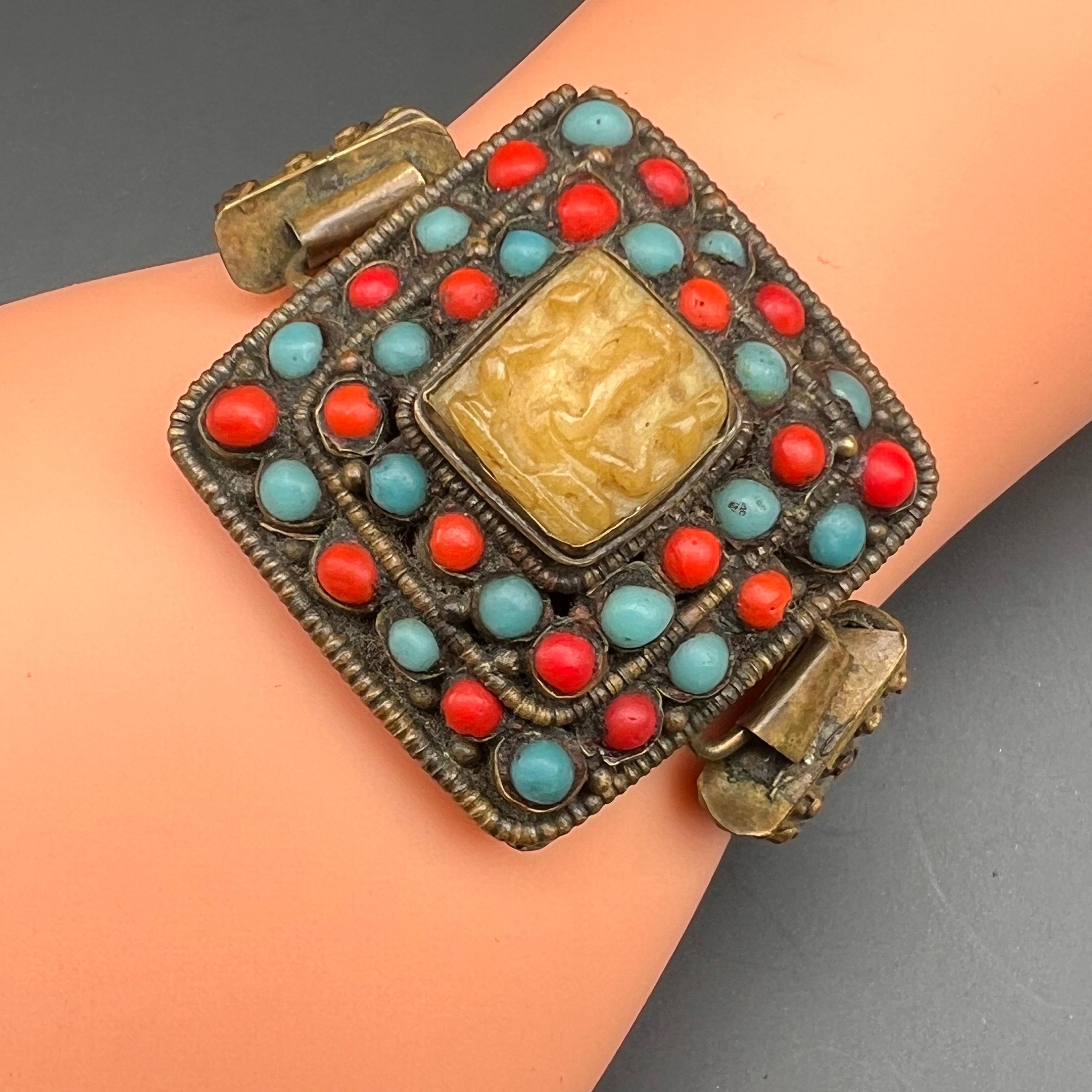 Handmade Tibet Bracelet with Carved Ganesha For Sale 5