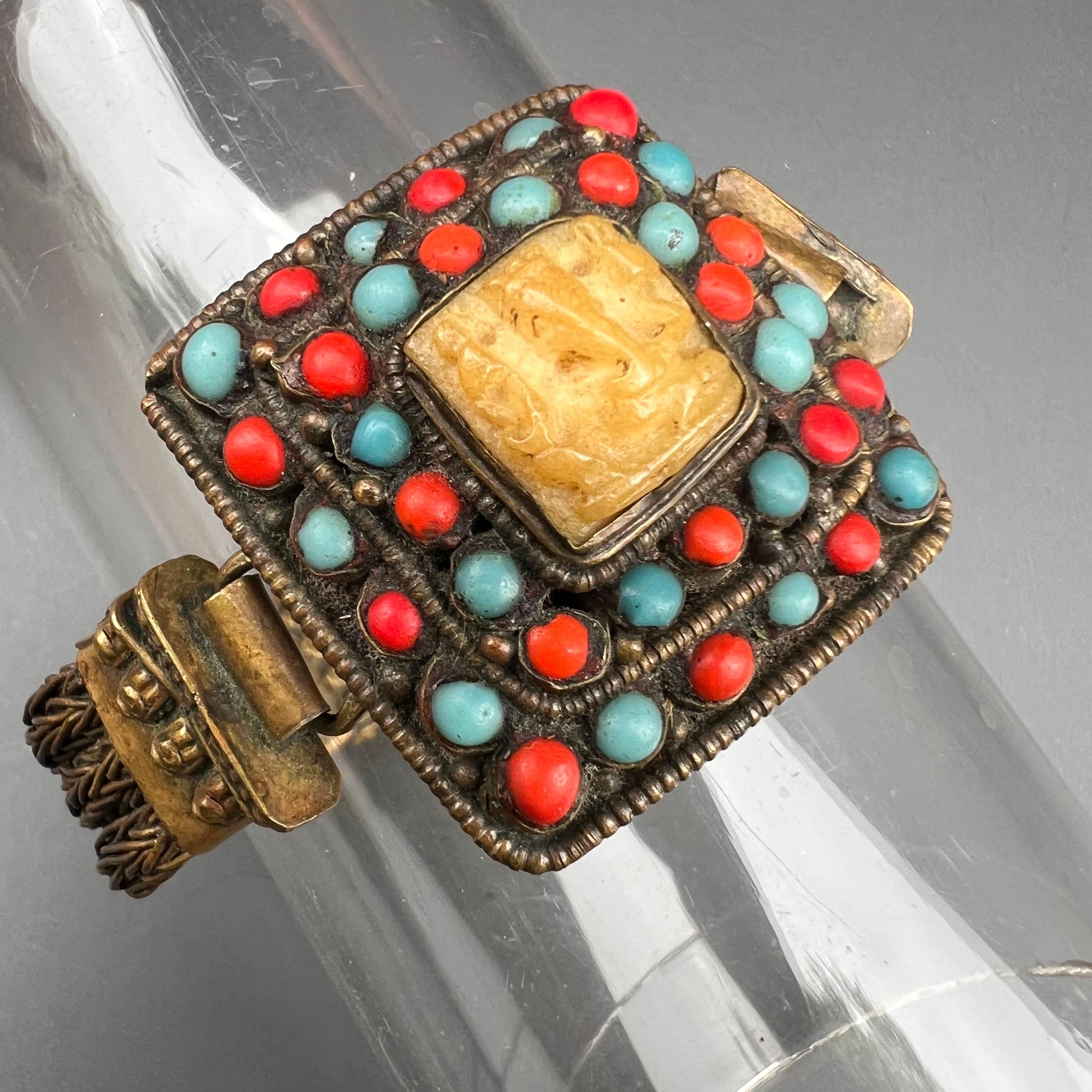 Handmade Tibet Bracelet with Carved Ganesha For Sale 6