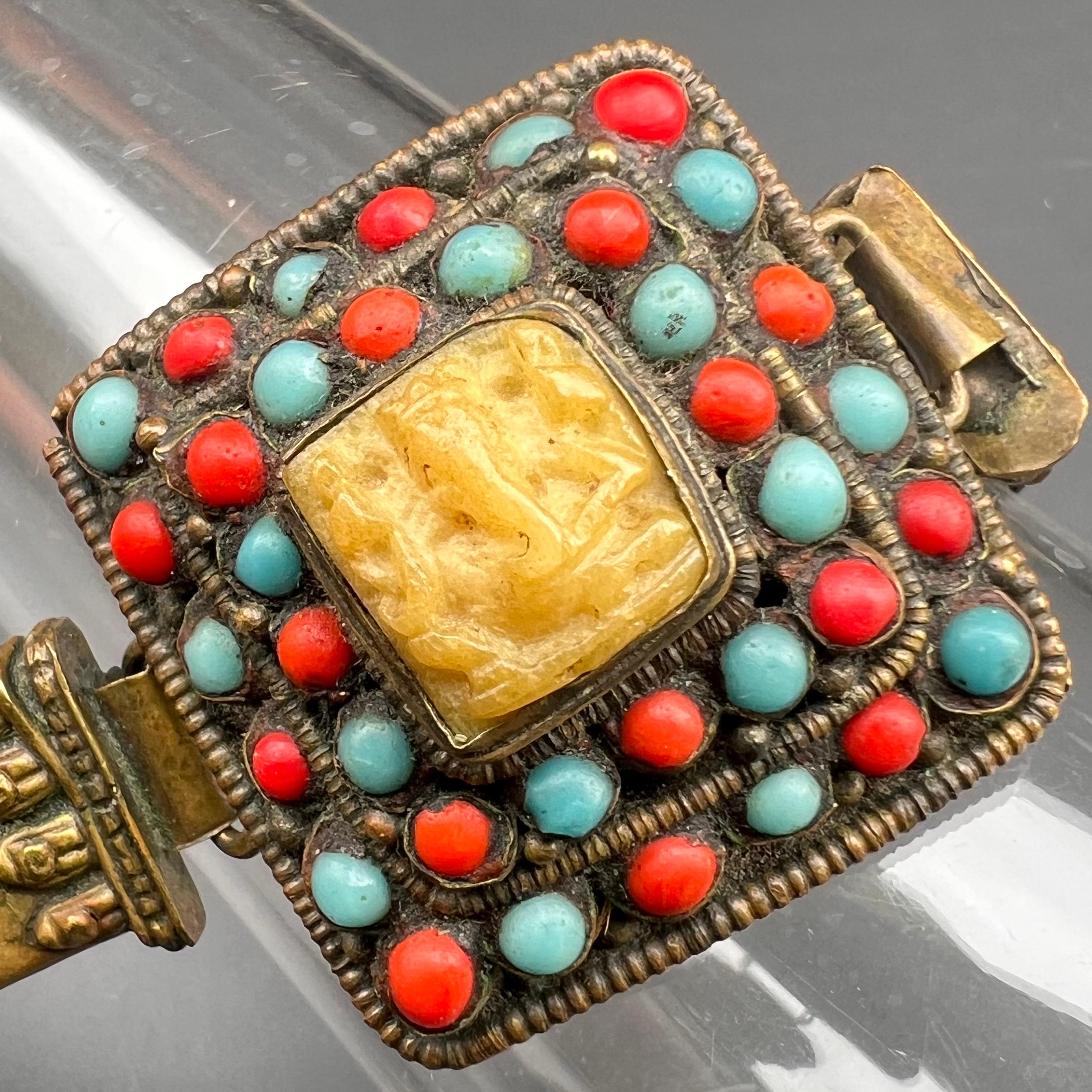 Women's or Men's Handmade Tibet Bracelet with Carved Ganesha For Sale