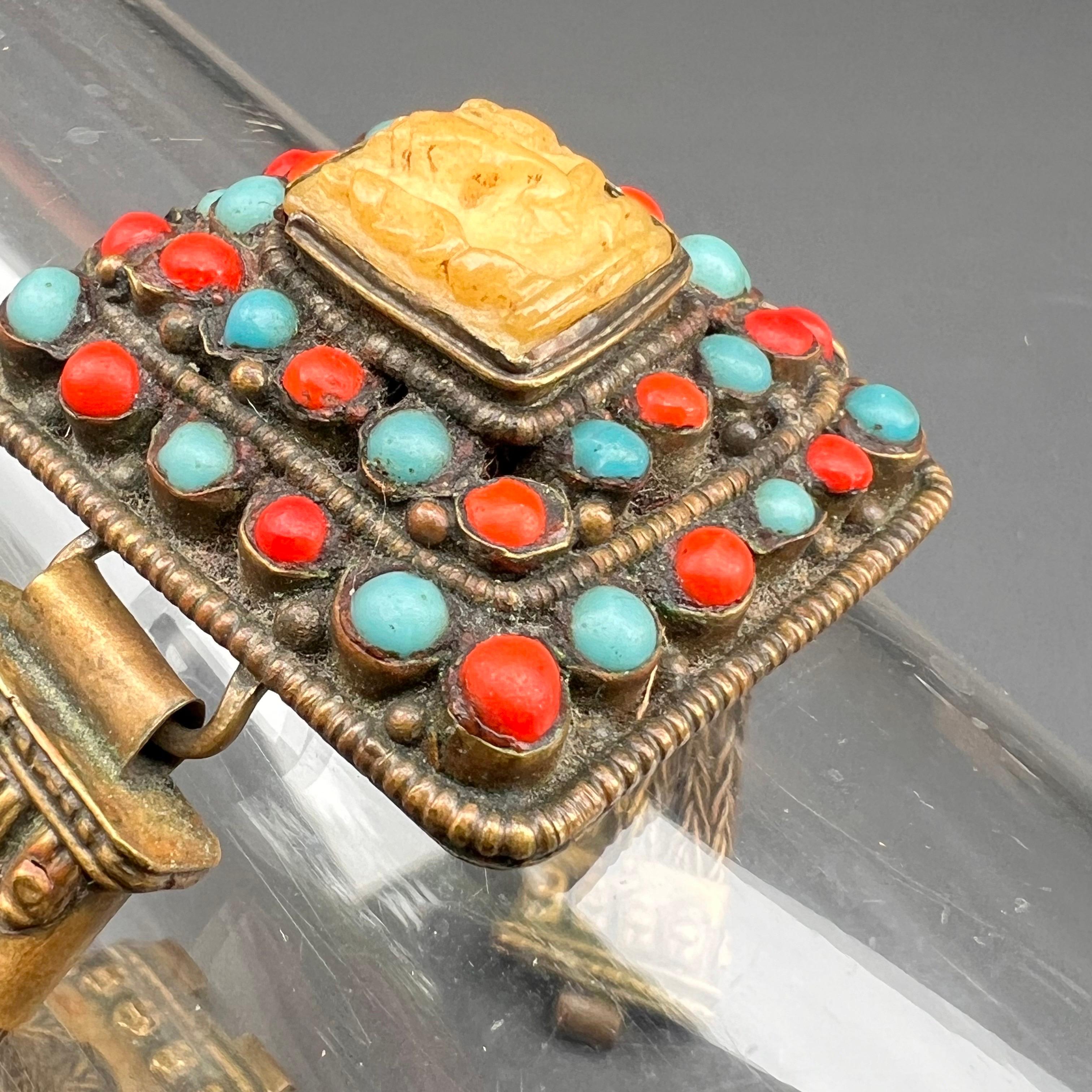 Handmade Tibet Bracelet with Carved Ganesha For Sale 1