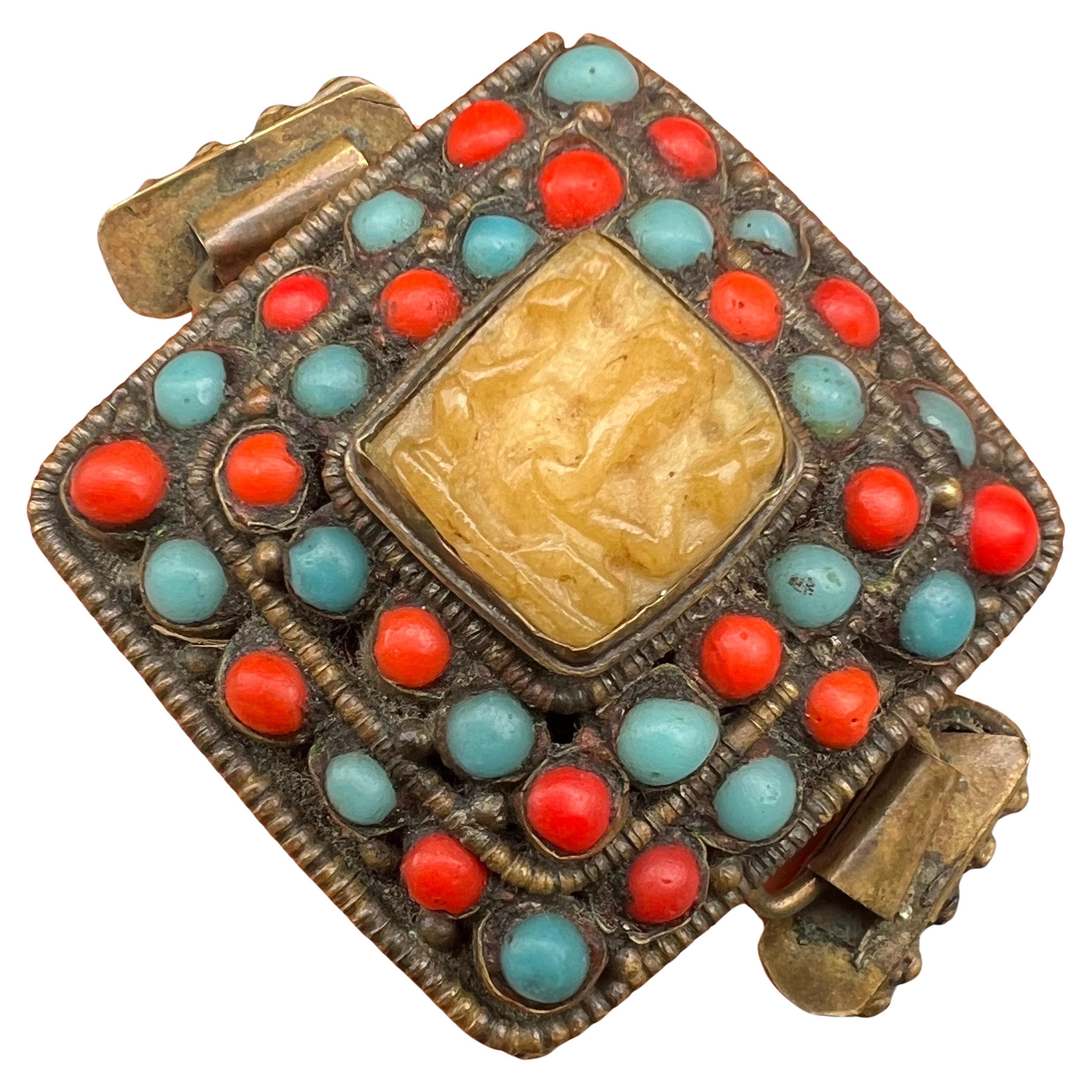 Handmade Tibet Bracelet with Carved Ganesha For Sale