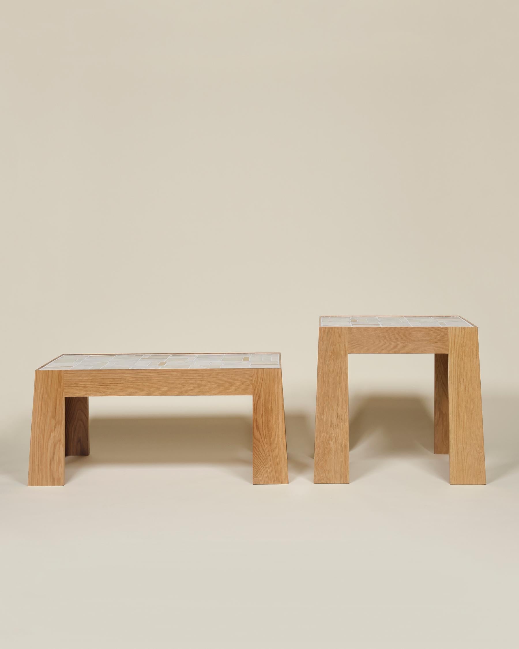 Table basse Lith à plateau en carreaux faite à la main par Lynnea Jean, en stock en vente 1