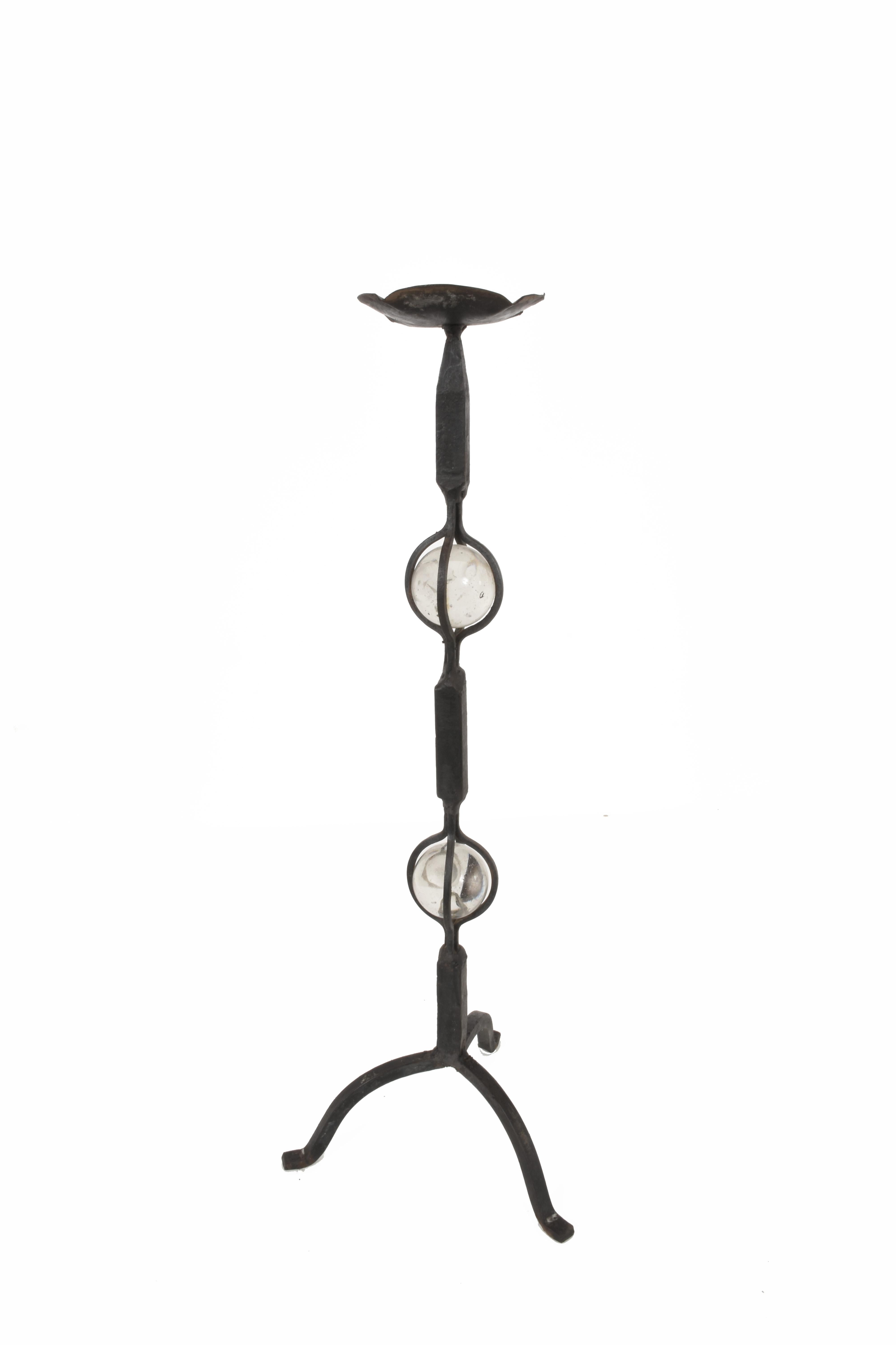 Handmade torch/wrought iron torches and glass from the 19th century, Italy.