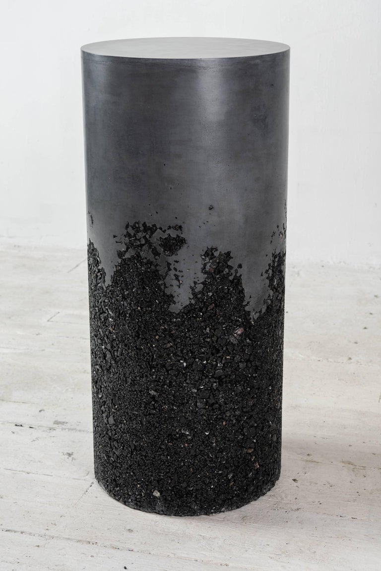 Handmade Tourmaline and Black Plaster Tall Drum, Side Table by Samuel Amoia In New Condition For Sale In New York, NY